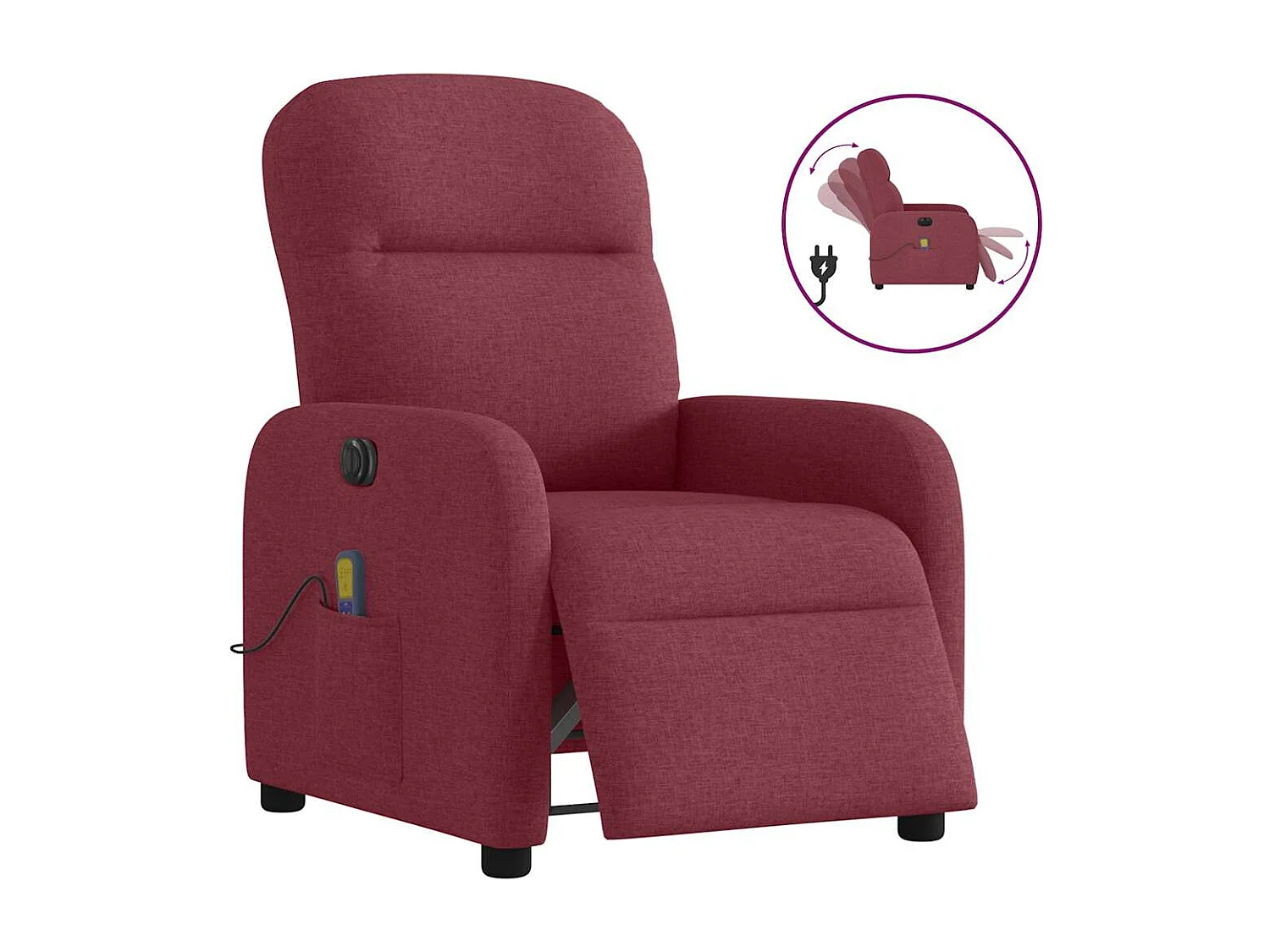 Fauteuil inclinable électrique-Fauteuil de massage de Salon Rouge bordeaux Tissu SHL3775