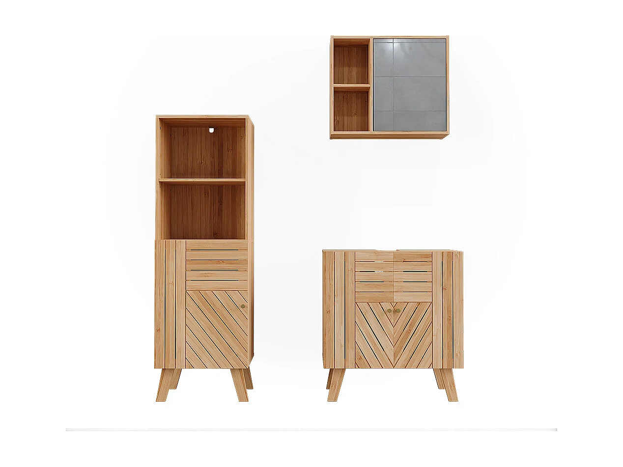 Ensemble de meubles de salle de bains bambou 60x36x65 lucie