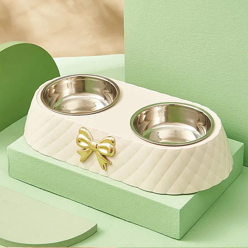 ChicPet | Elegante Roestvrijstalen Voer- en Waterbak Set