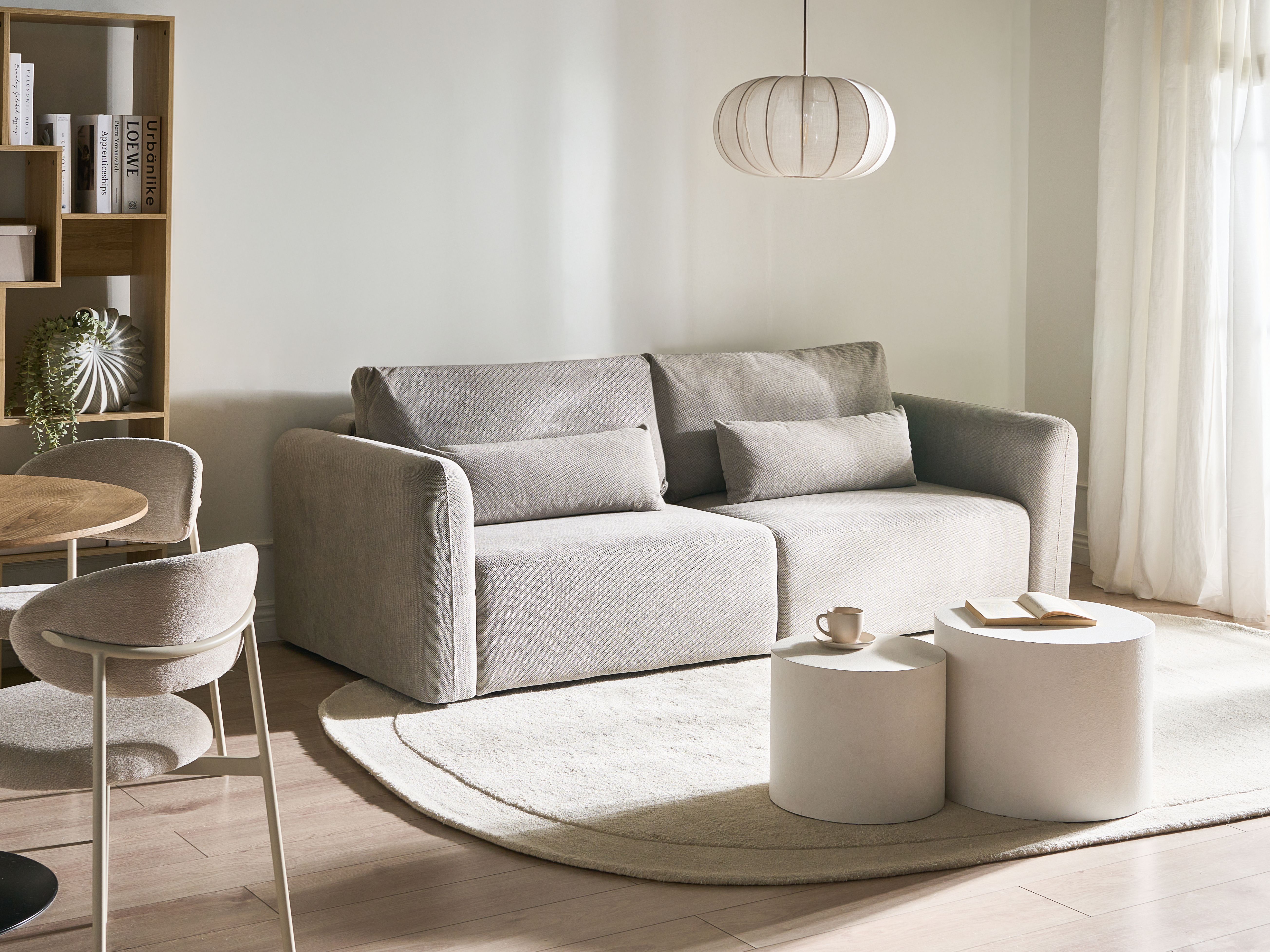 Sofa Bed 3 Seater VAXHOLM Fabric Grey with Storage