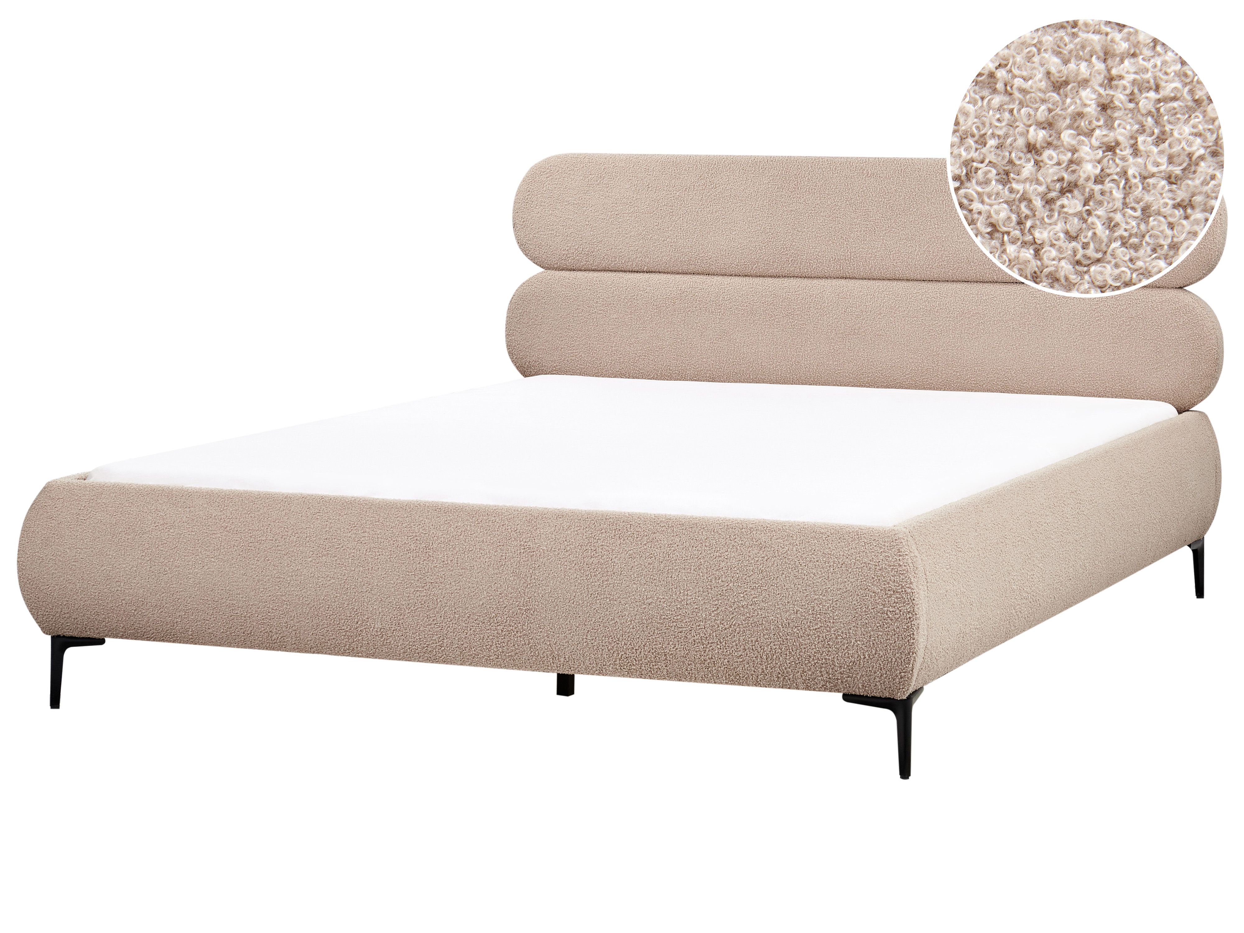 Bed Boucle LESSAY 180 x 200 cm (EU Super King) Taupe