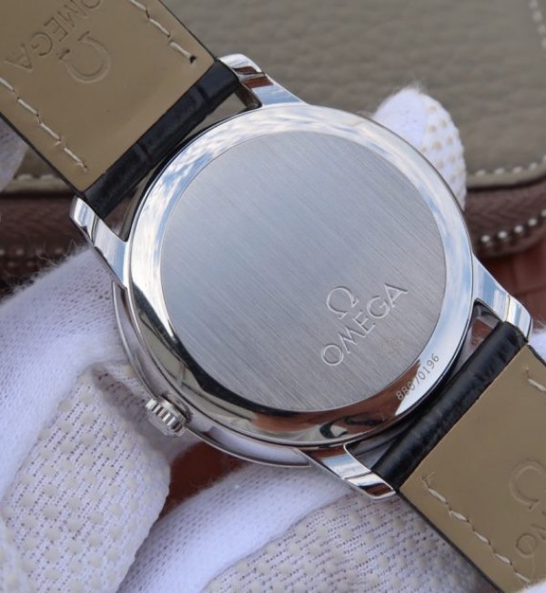 Replica Omega V6 De Ville 37mm SS White Dial Black Leather Strap A2892 - Top club