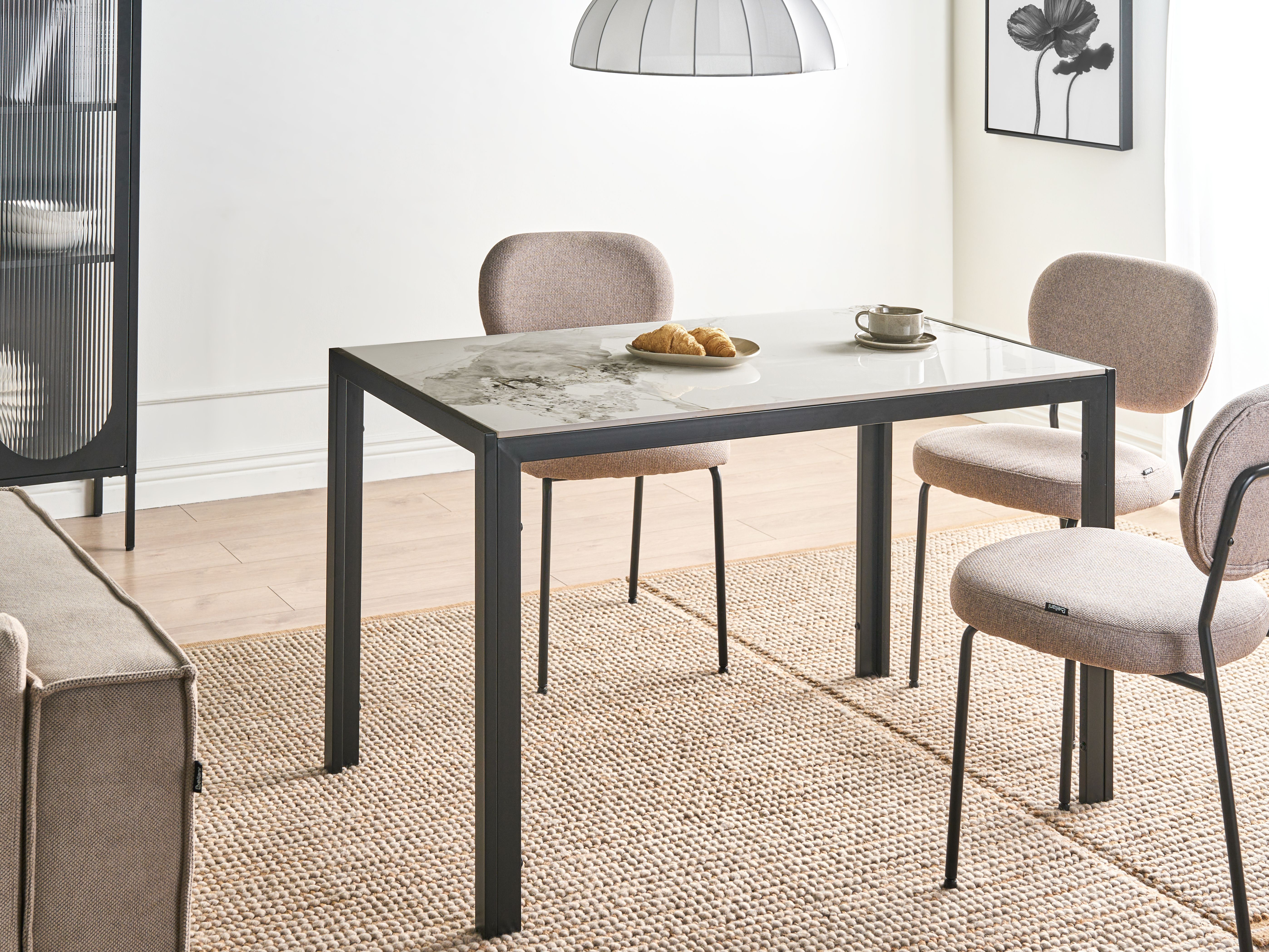 Dining Table CLARENCE White Marble 120 cm 70 cm Ceramic