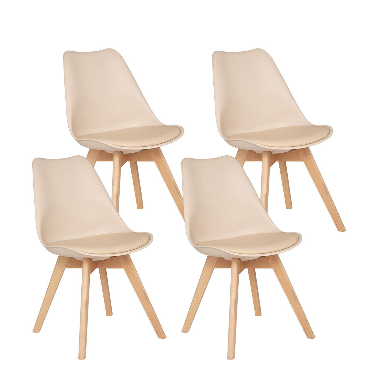 Set of 4 chairs "Baya" Beech, beige