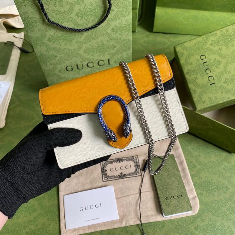 Replica Gucci Dionysus Super Mini Bag 476432 Orange White Leather1:1High-quality replica