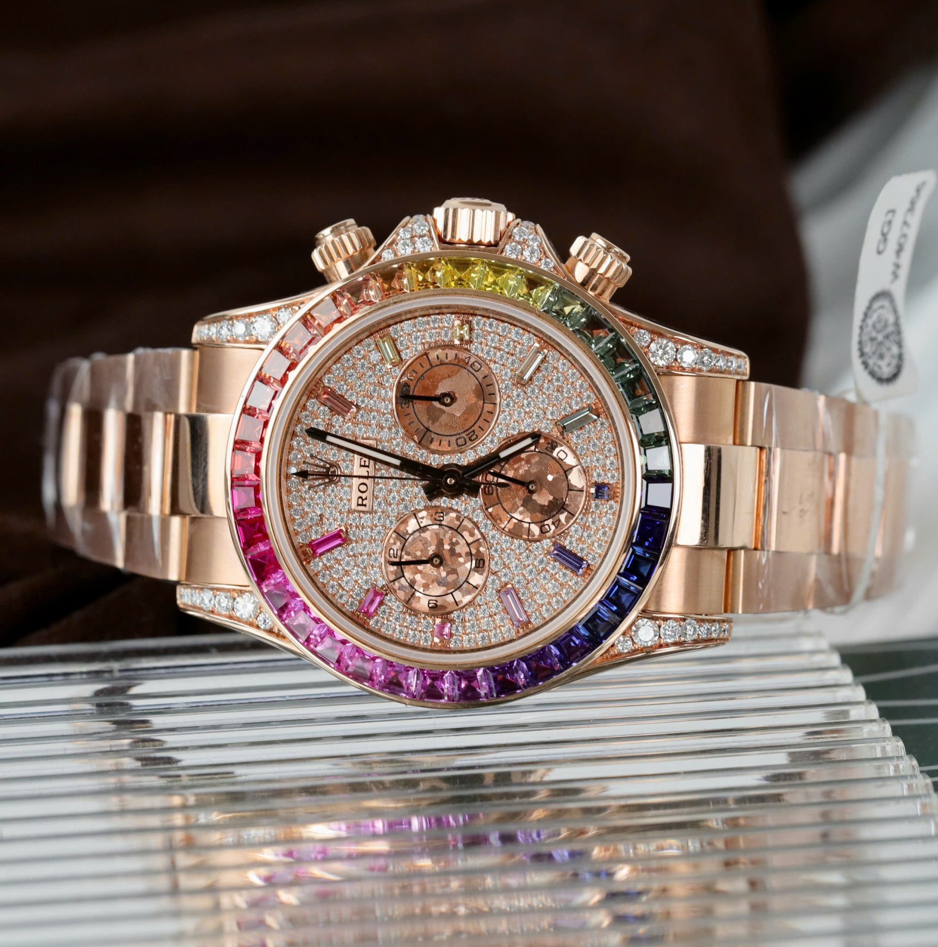 Rolex Daytona Rainbow 116595 Best Replica Watch Gold Wrapped + Moissanite Diamonds 40mm - Top club