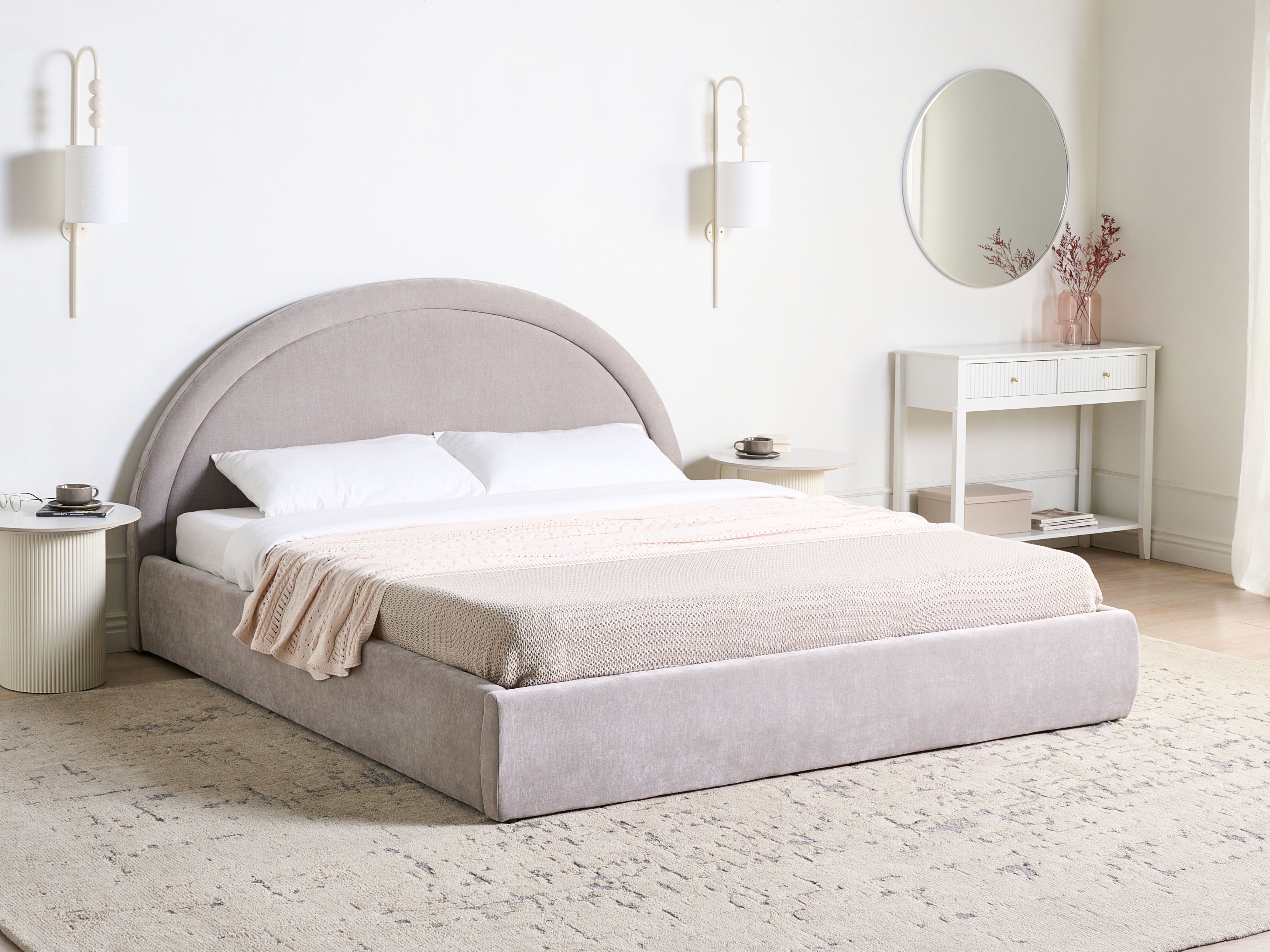Ottoman Bed Chenille MOUZON 180 x 200 cm (EU Super King) Taupe