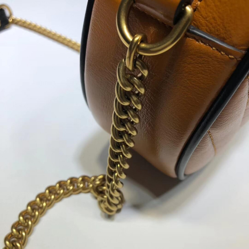 Replica Gucci Gg Marmont Mini Round Shoulder Bag 550154 Cognac1:1High-quality replica