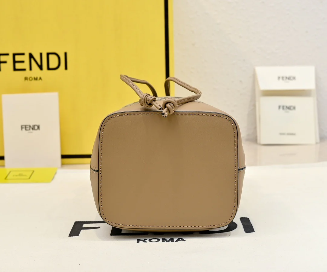 Chic Fendi Mon Tresor Bucket Bag With Signature FF Pattern And Leather Accents 1012 - Replicaclubs