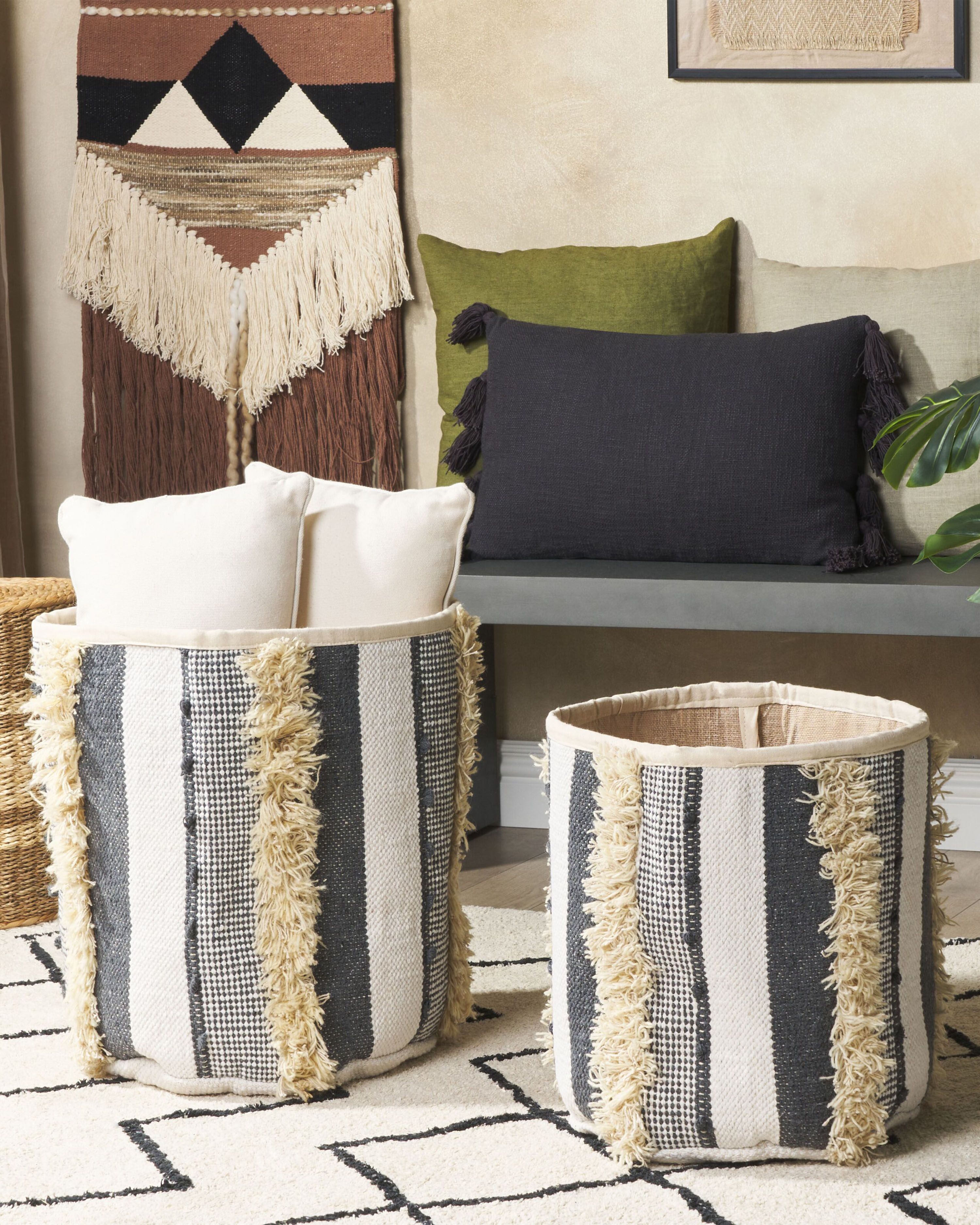 Set of 2 Baskets KOTKAI Cotton Grey