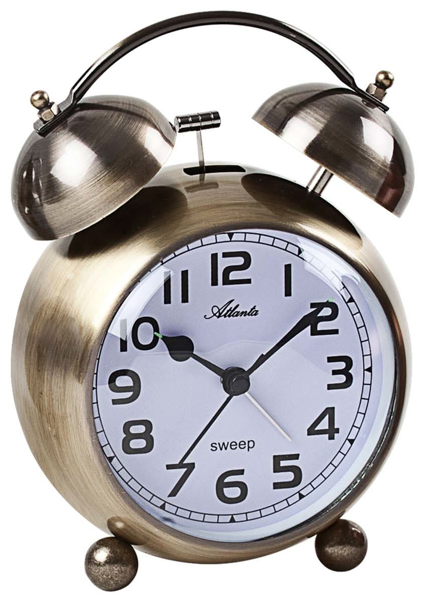 Atlanta Retro Alarm Clock 8.5x15x11cm Metall • Leises Quarzwerk • Glockenwecksignal