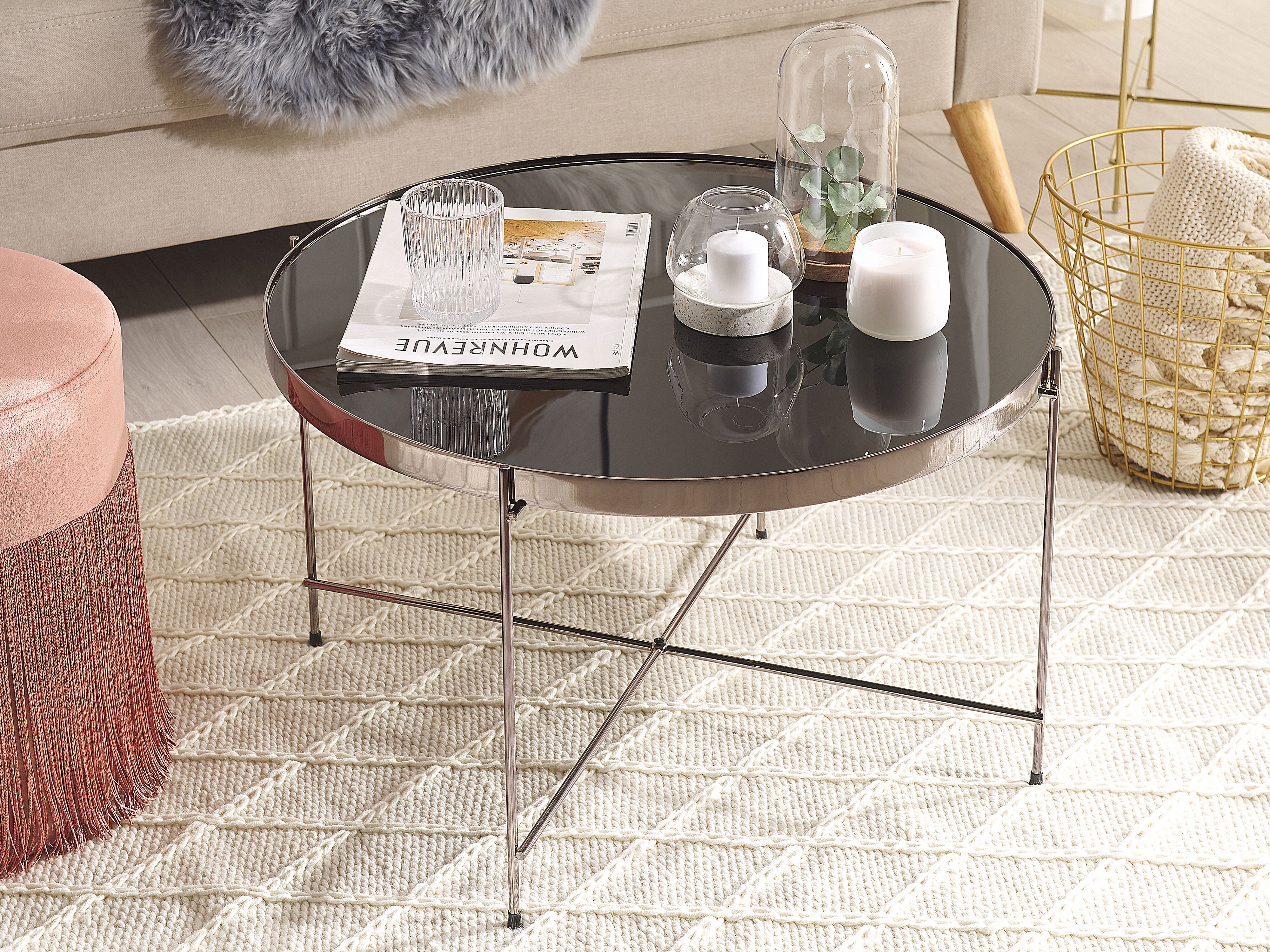 Coffee Table LUCEA Tempered Glass Silver