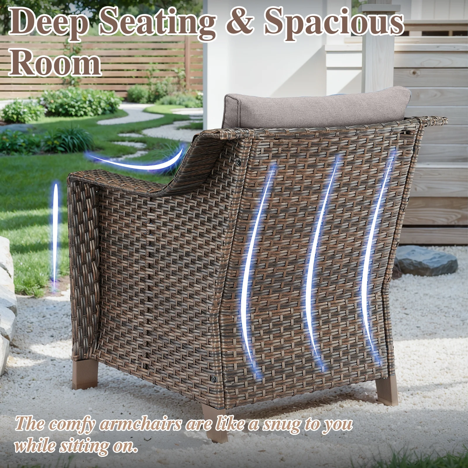 Bellefurn Outdoor Wicker Patio Chairs Set of 2 with Side Table,All-Weather Wicker Rattan Chairs Patio Furniture Chairs for Porch Balcony Backyard Yard Deck - Image 15