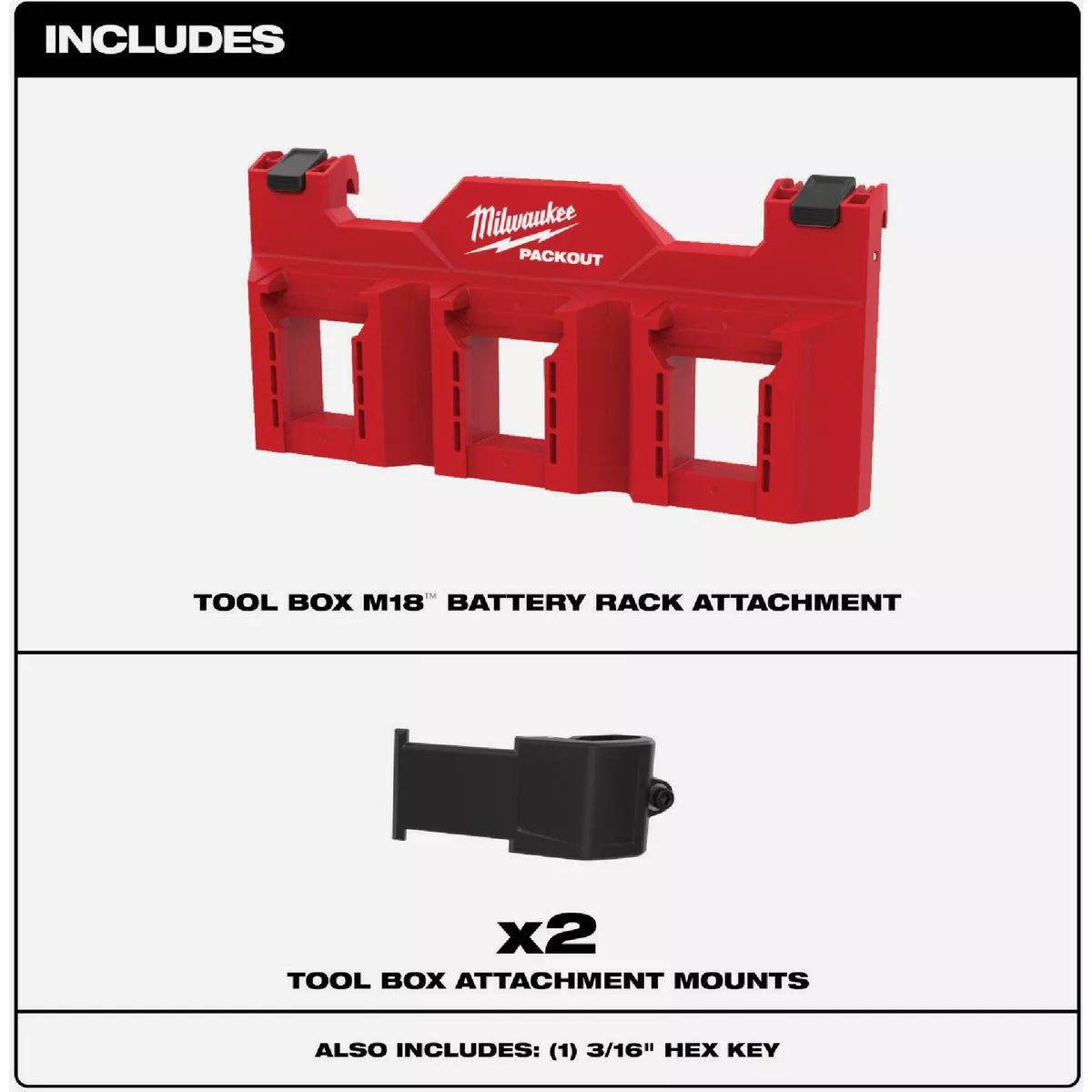 Milwaukee PACKOUT Tool Box M18 Battery Rack Attachment
