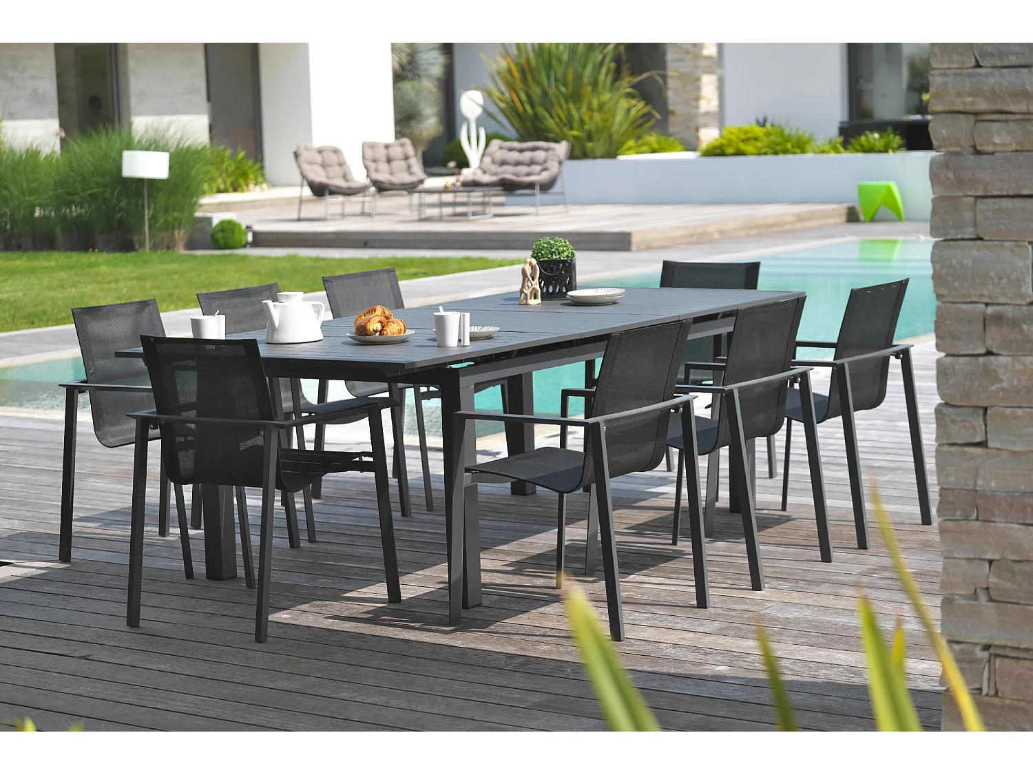Ensemble repas de jardin 8 places en aluminium - ALU-MIAMI