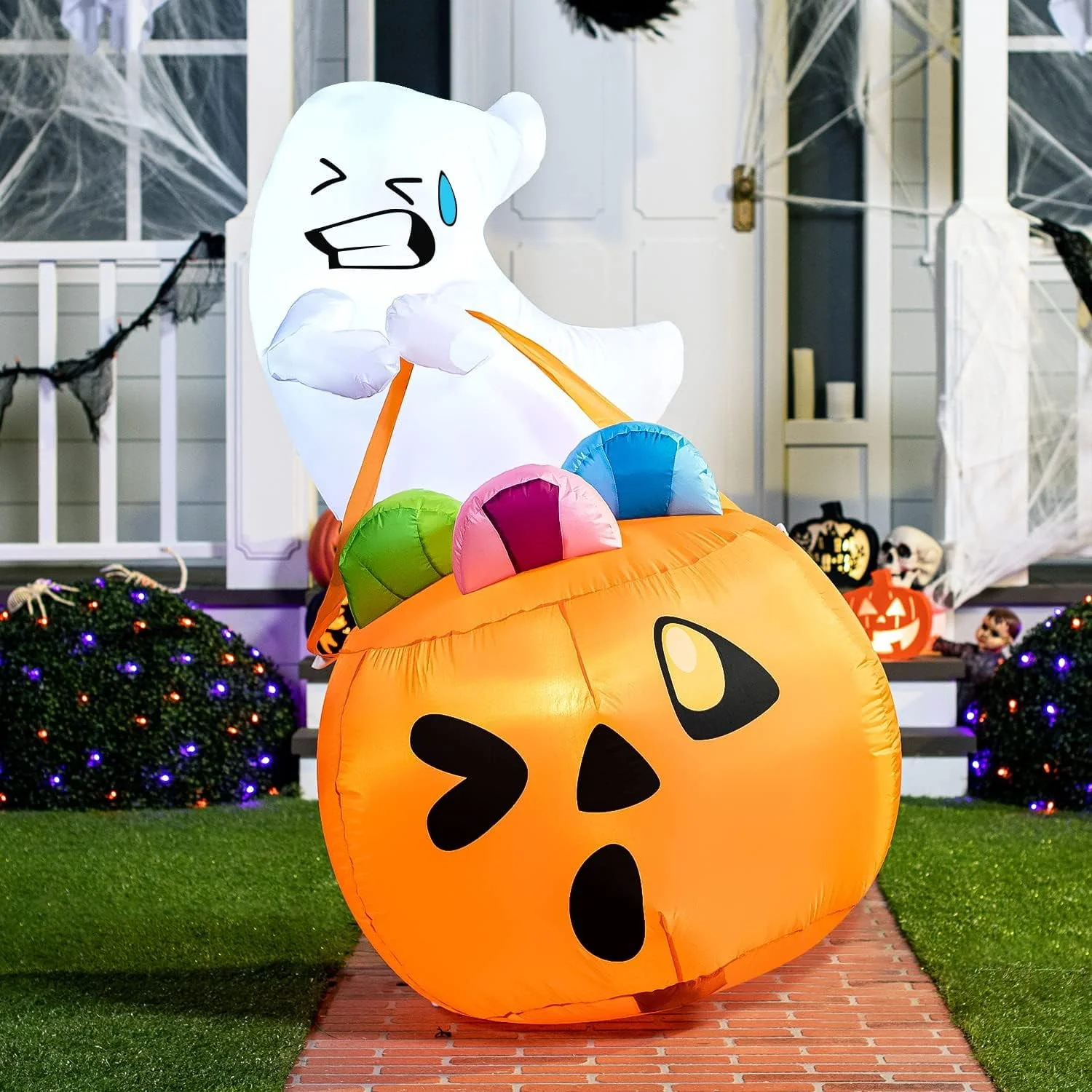 Joyfy 5ft Halloween Inflatables Light up Cute Ghost - Image 14 Joyfy 5ft Halloween Inflatables Light up Cute Ghost - Image 14