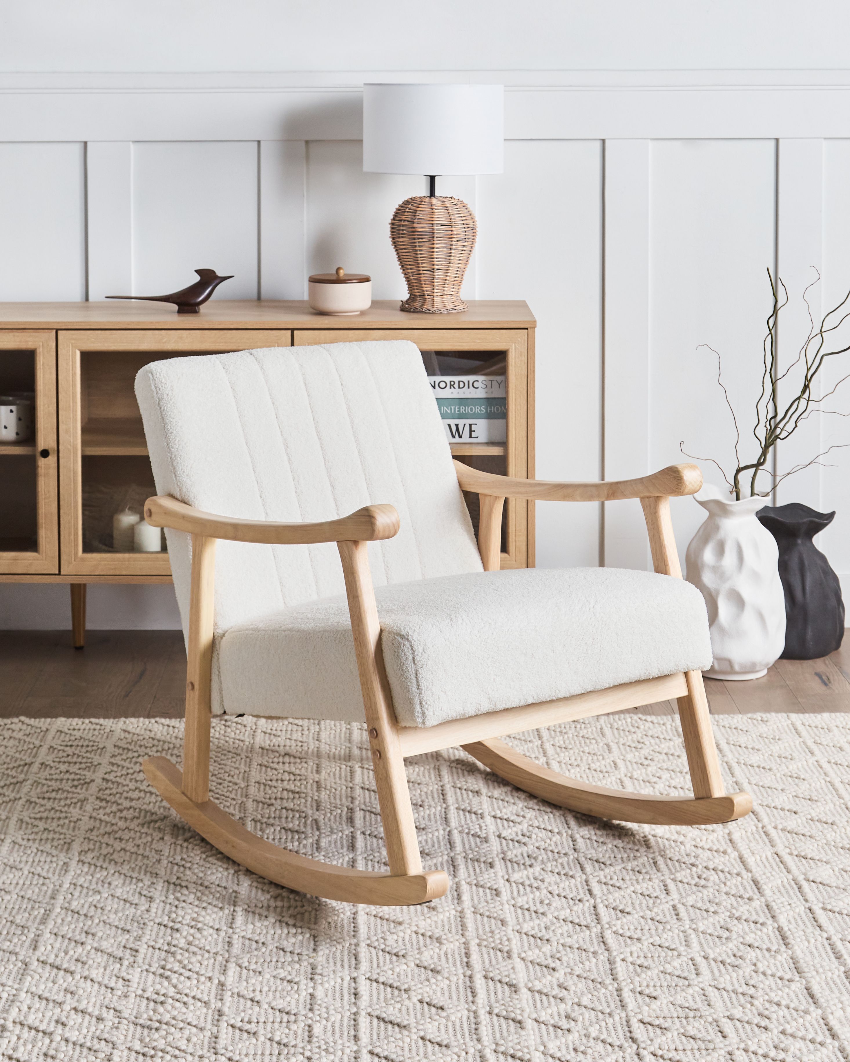 Rocking Chair LEKNES Boucle Off-White