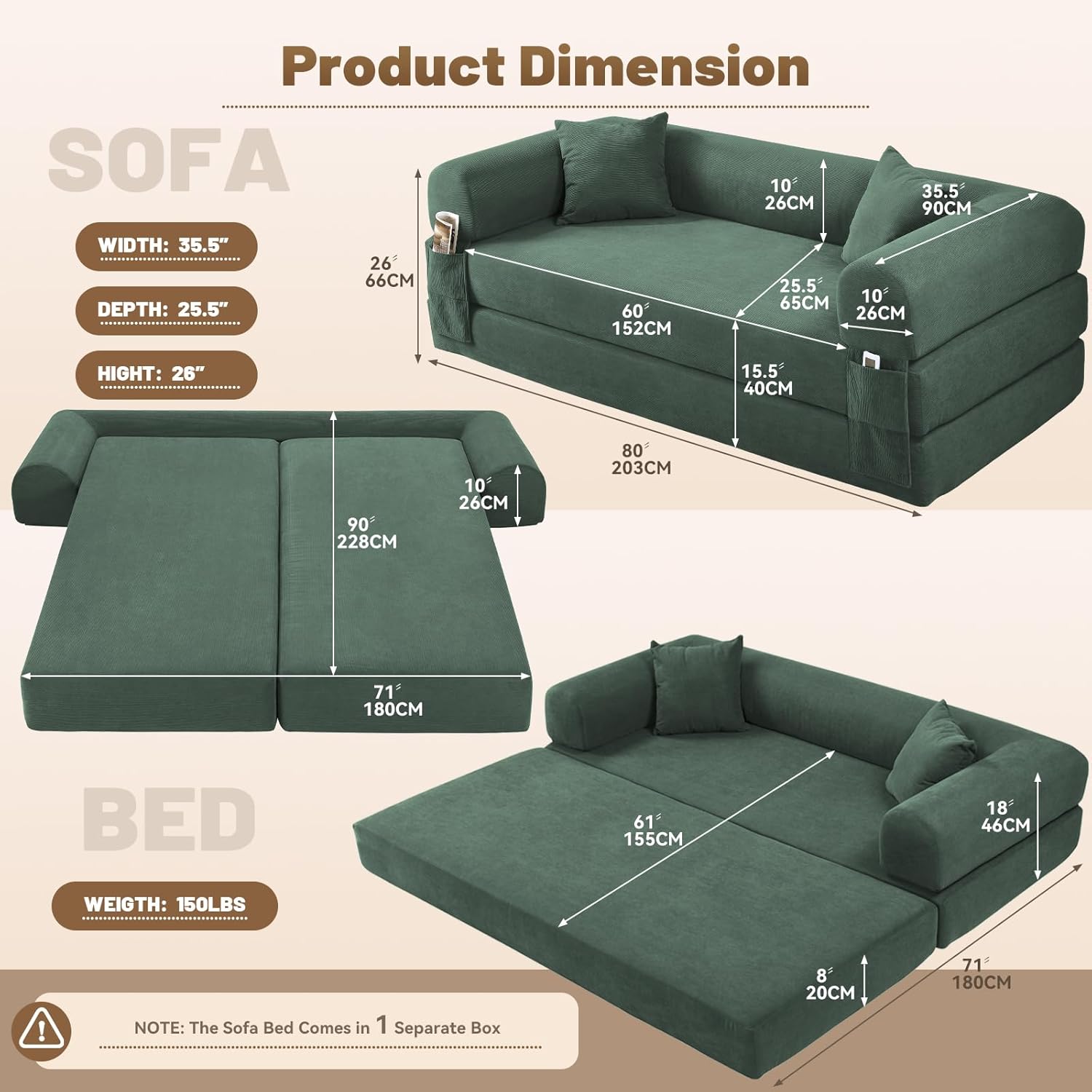 Convertible Futon Sofa Bed,80