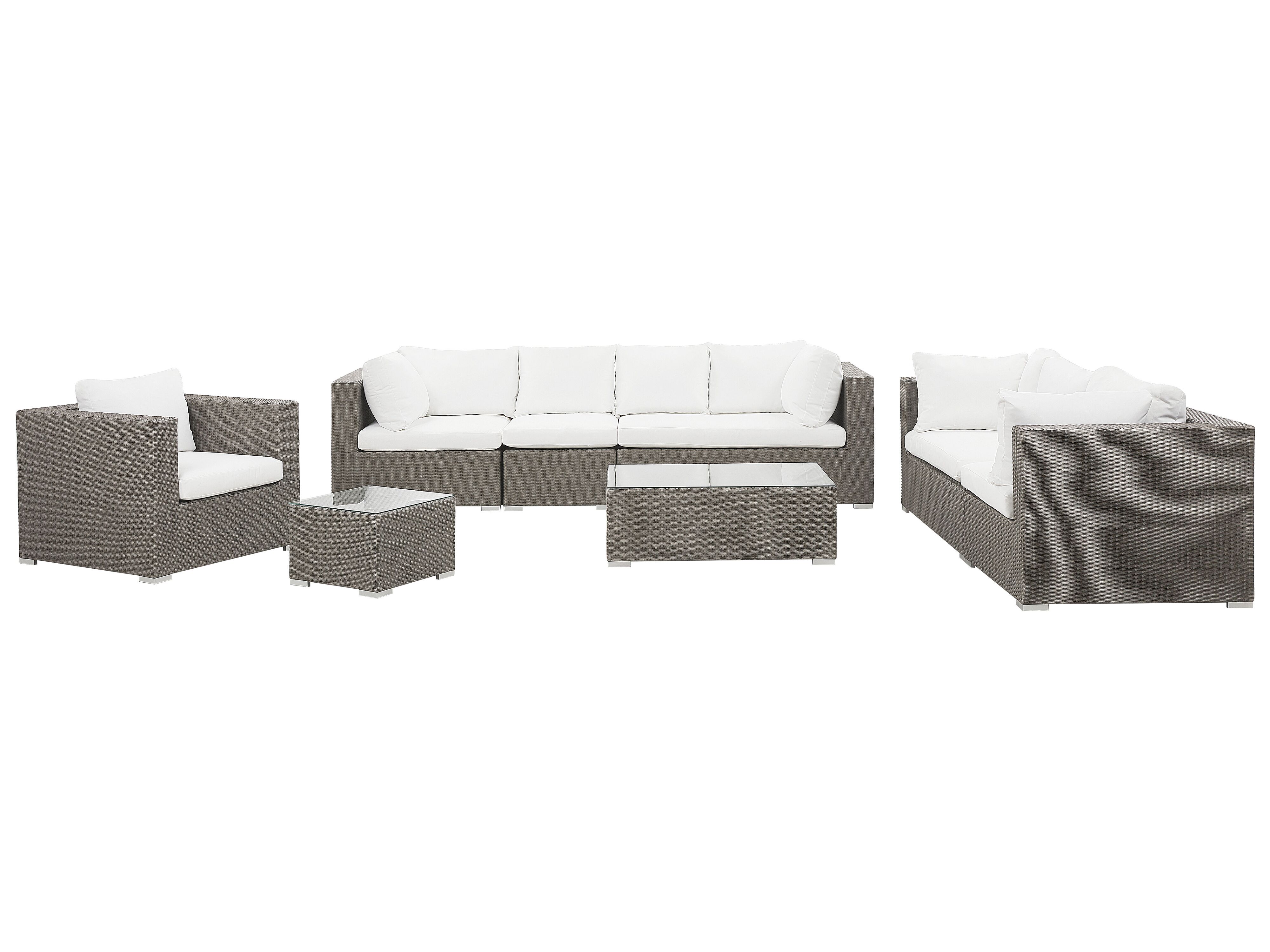 Garden Lounge Set with Table 8 Seater MAESTRO Modular PE Rattan Taupe