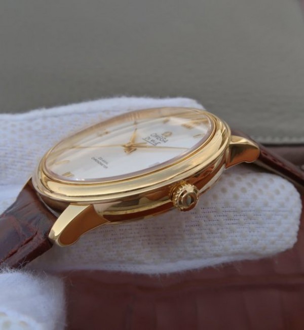Replica Omega MKF De Ville 37mm YG White Dial YG Markers Leather Strap A2892 - Top club