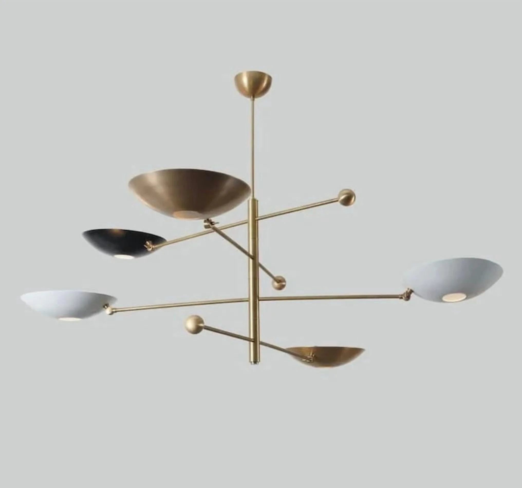 5 Light Pendant Mid Century Modern Raw Brass Sputnik chandelier light Fixture