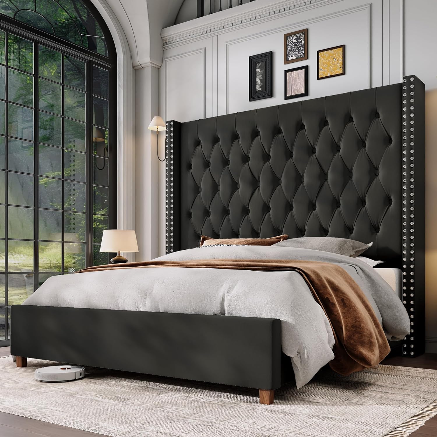 Jocisland King Size Bed Frame with 61.4