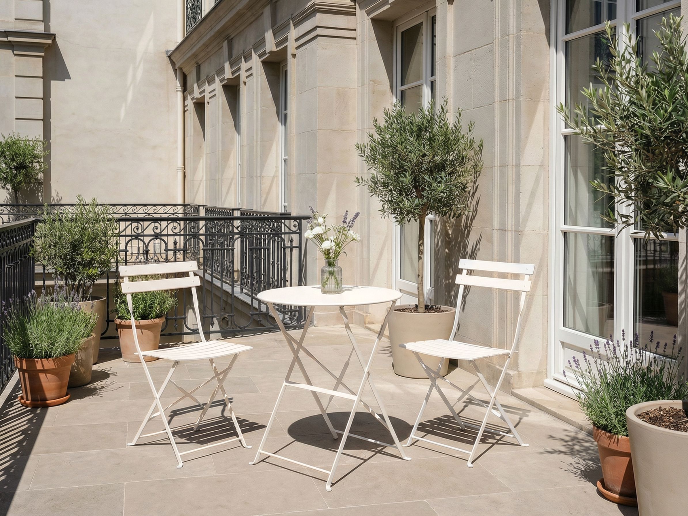 Bistro Set FIORI Metal Off-White
