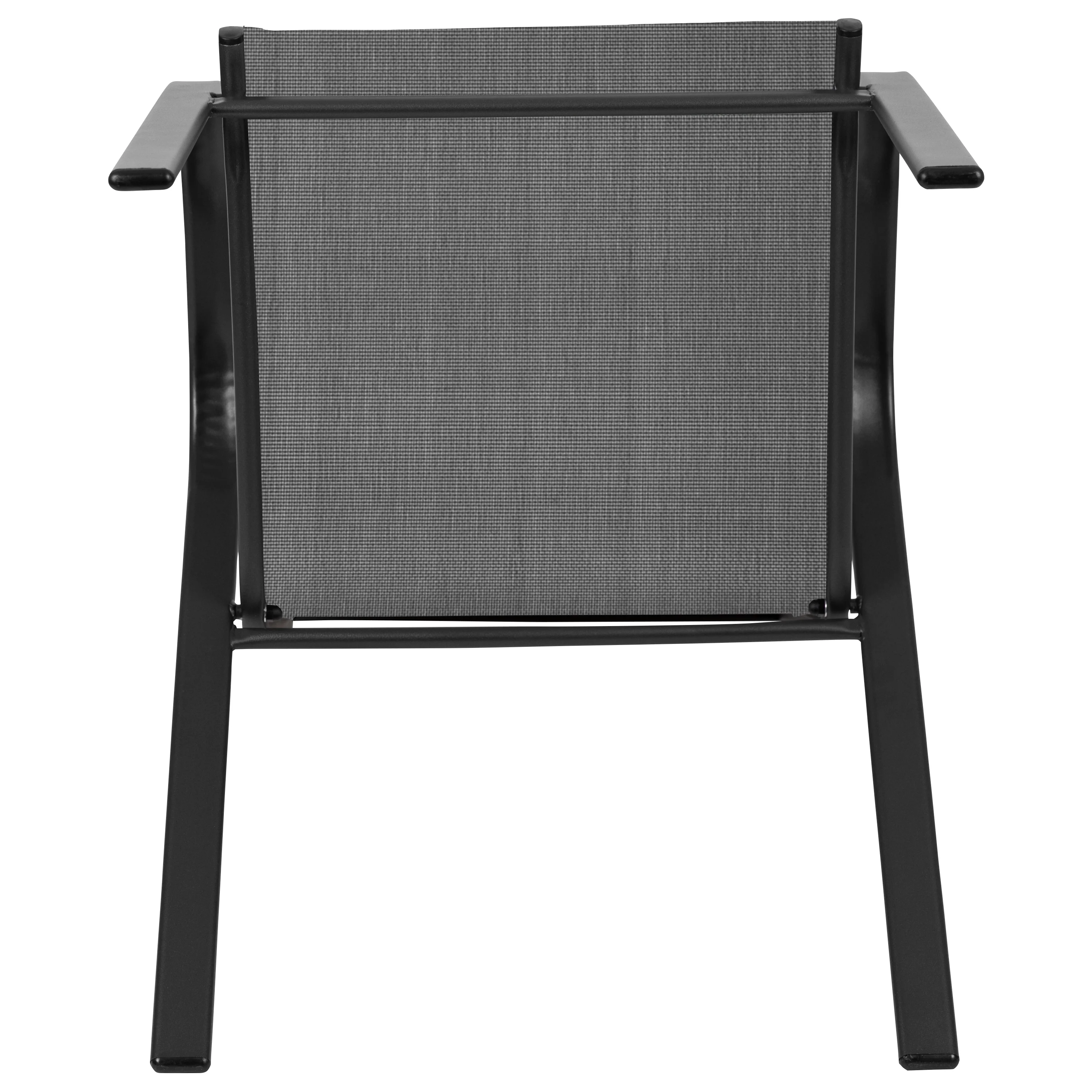 BizChair 5 Pack Black Outdoor Stack Chair with Flex Comfort Material and Metal Frame - Image 13