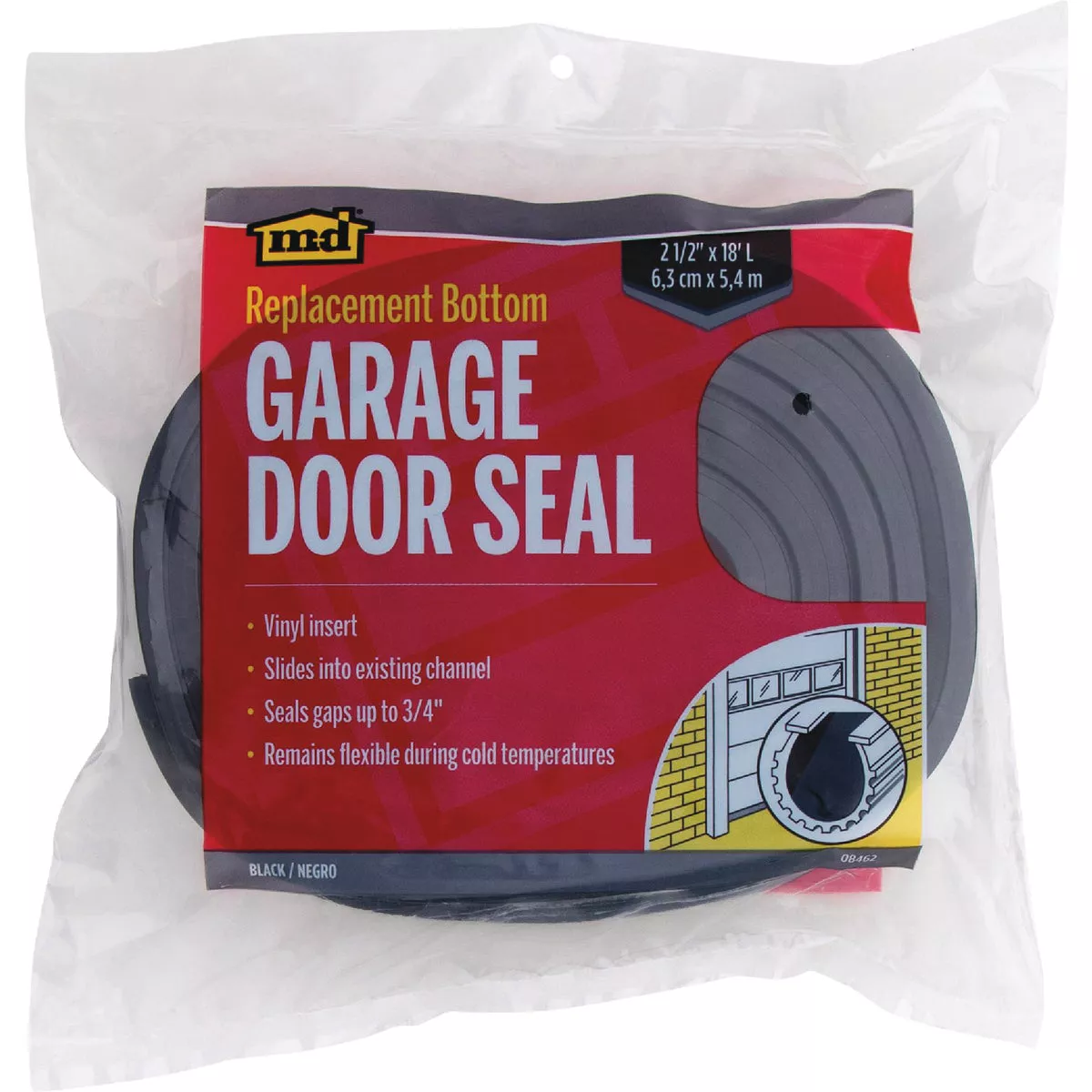 M-D Building Products 18 Ft. Black Vinyl Replacement Garage Door Bottom Seal