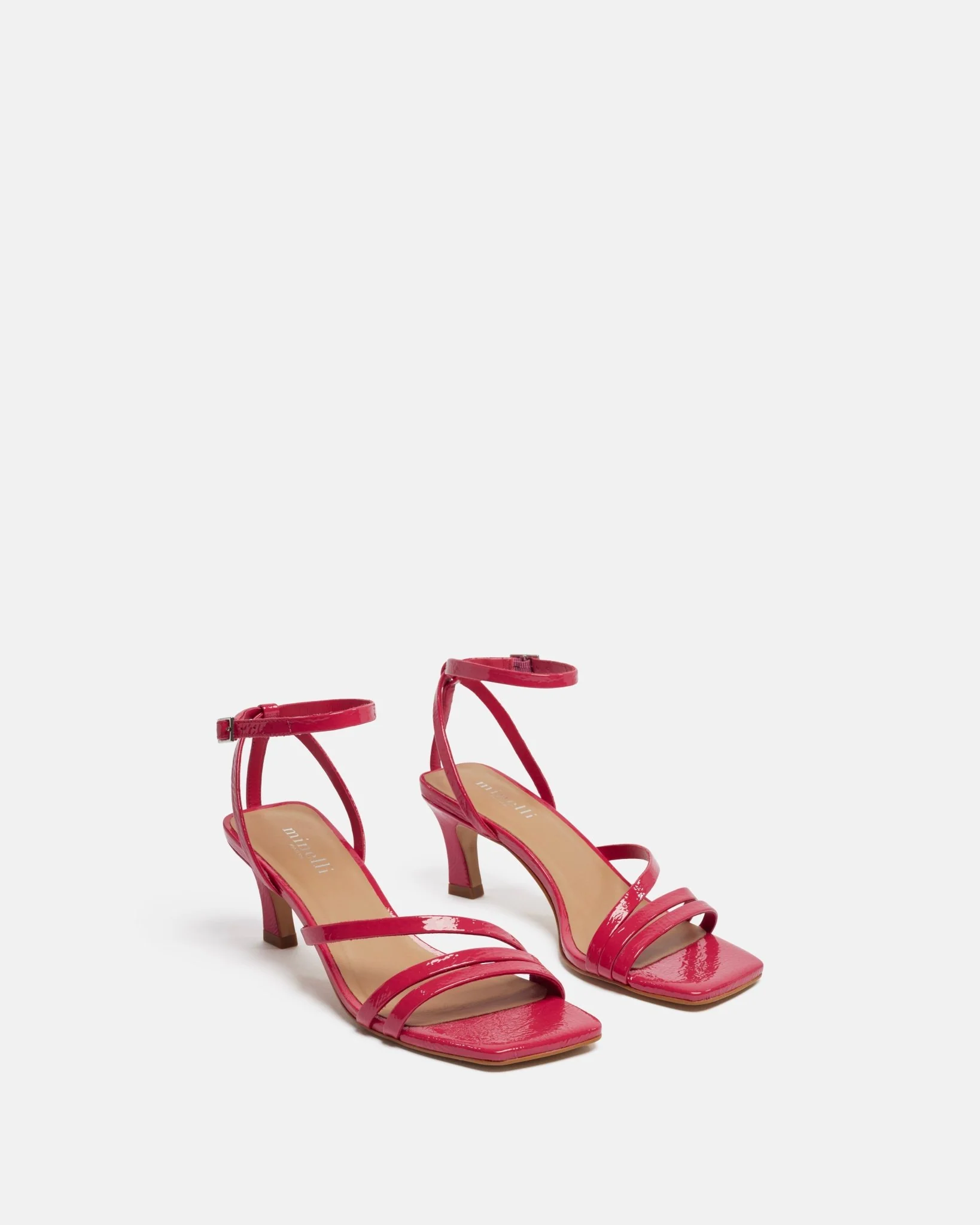 SANDALES KITANA/CRK - En cuir craquelé à talons framboise