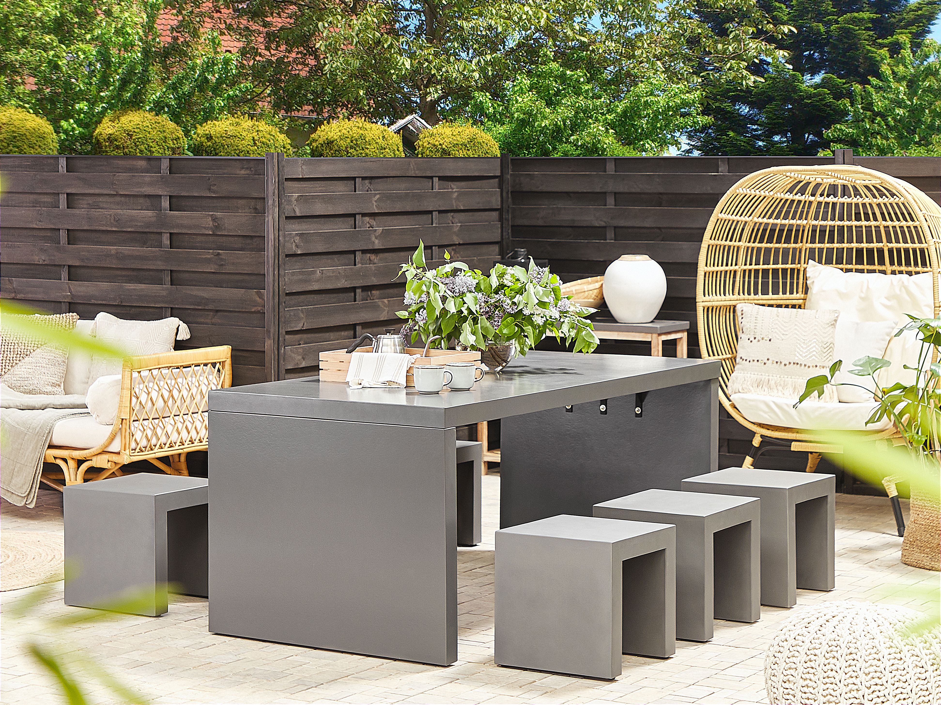 Garden Dining Set with Stools 6 Seater TARANTO Concrete Grey