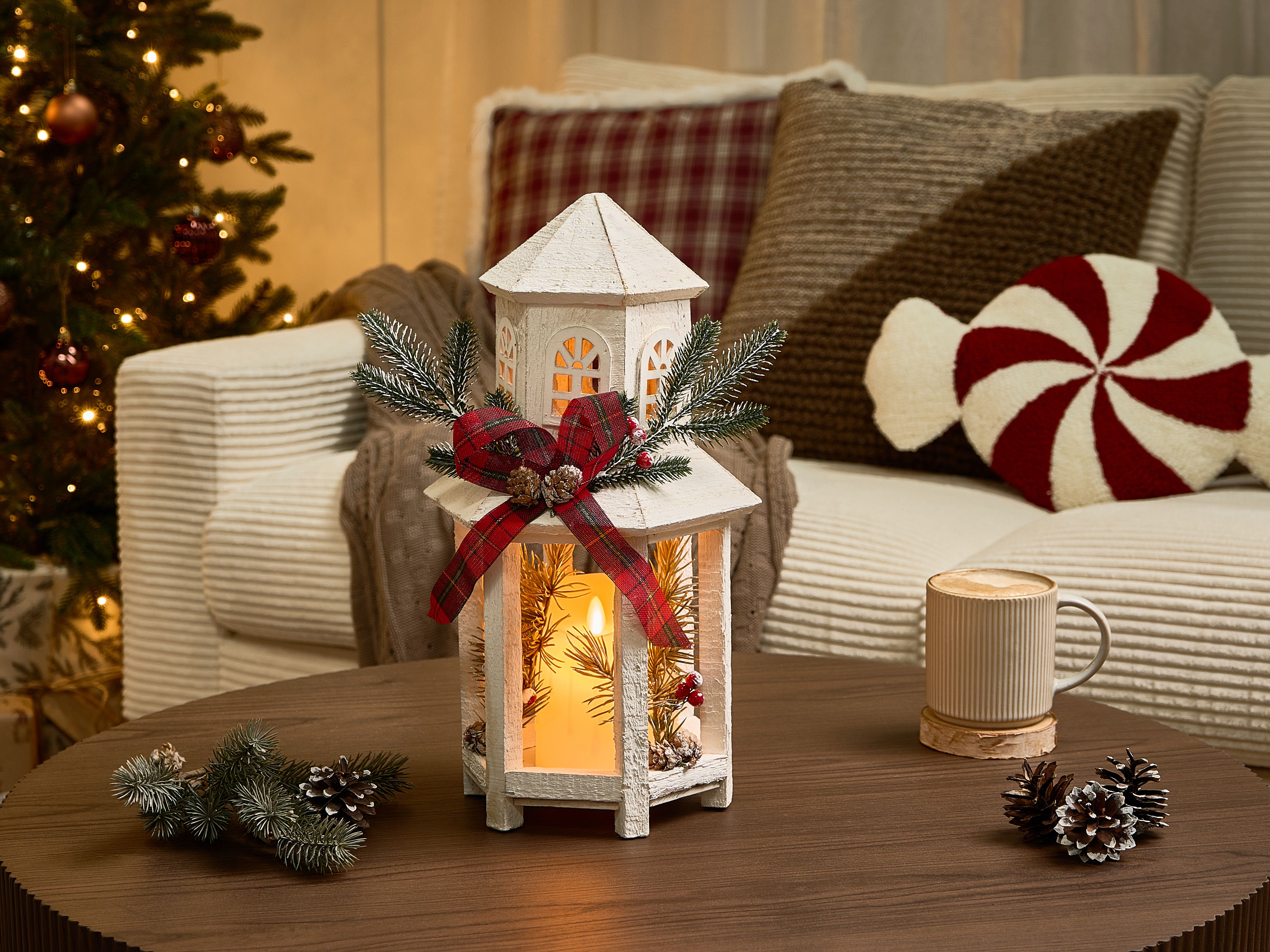 LED Lantern SAVIVESI Christmas Motif 38 cm White