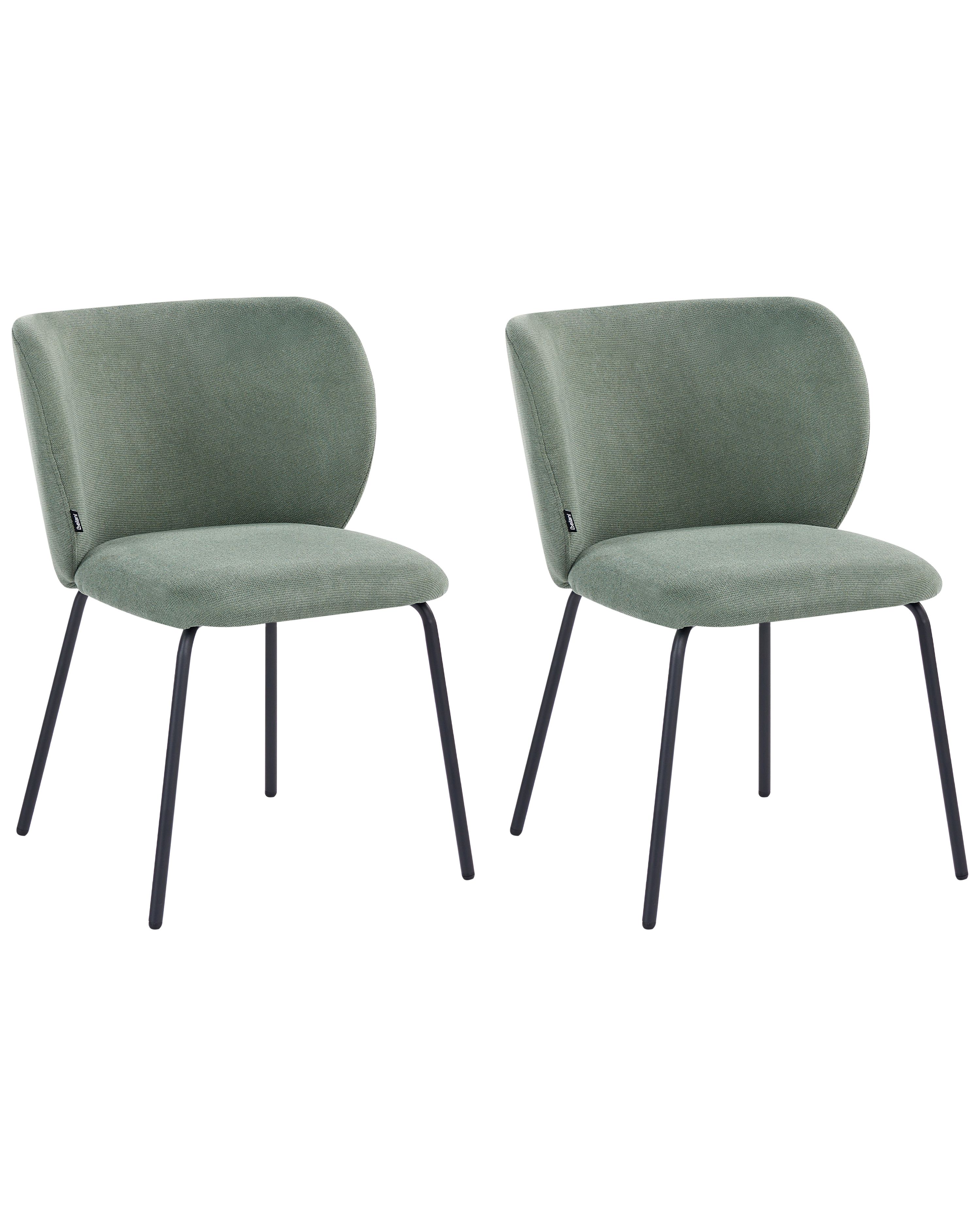 Set of 2 Dining Chairs CALERA Fabric Light Green