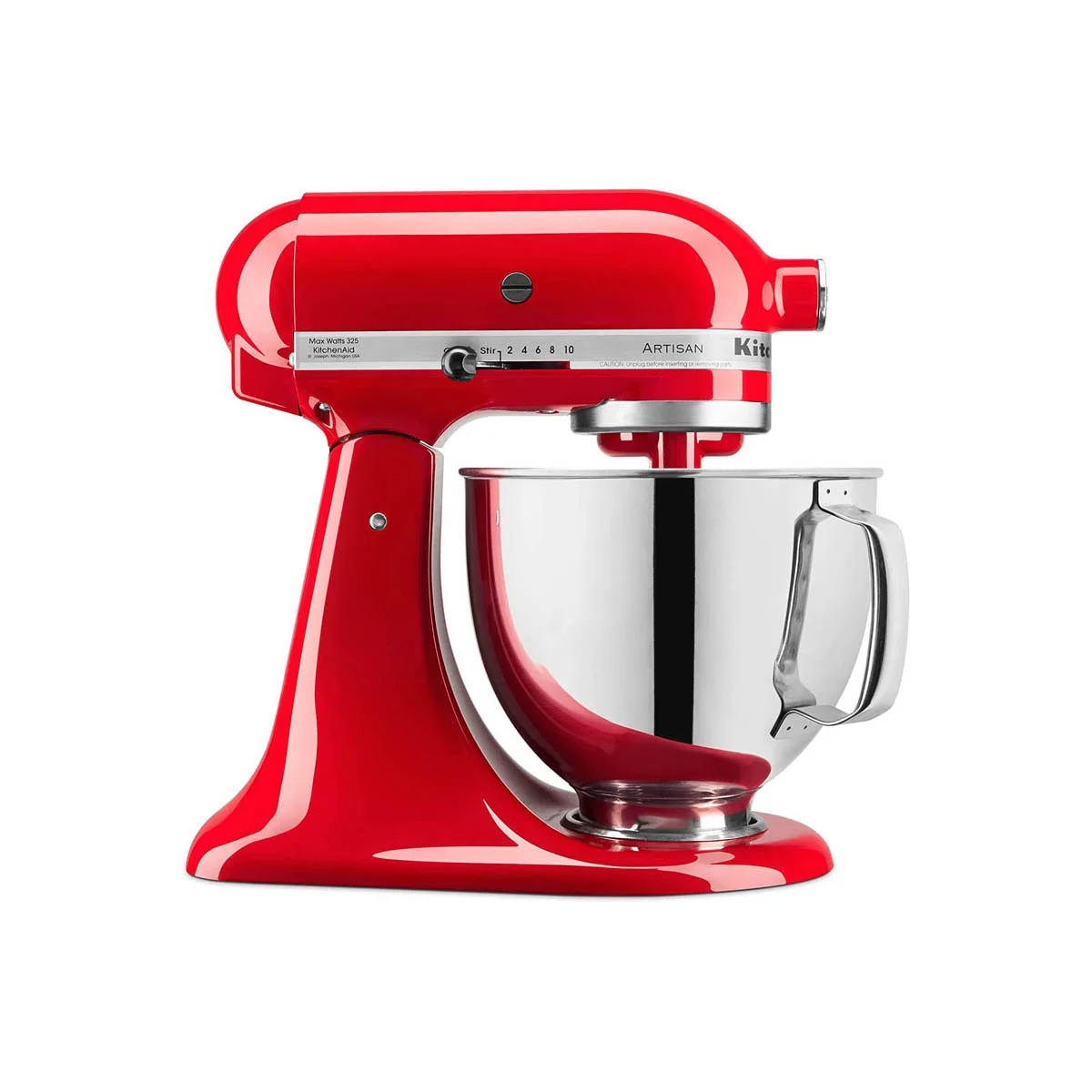 KitchenAid Artisan Series Tilt Head 5 qt Stand Mixer, Passion Red with Flat Beater, Dough Hook, Whip