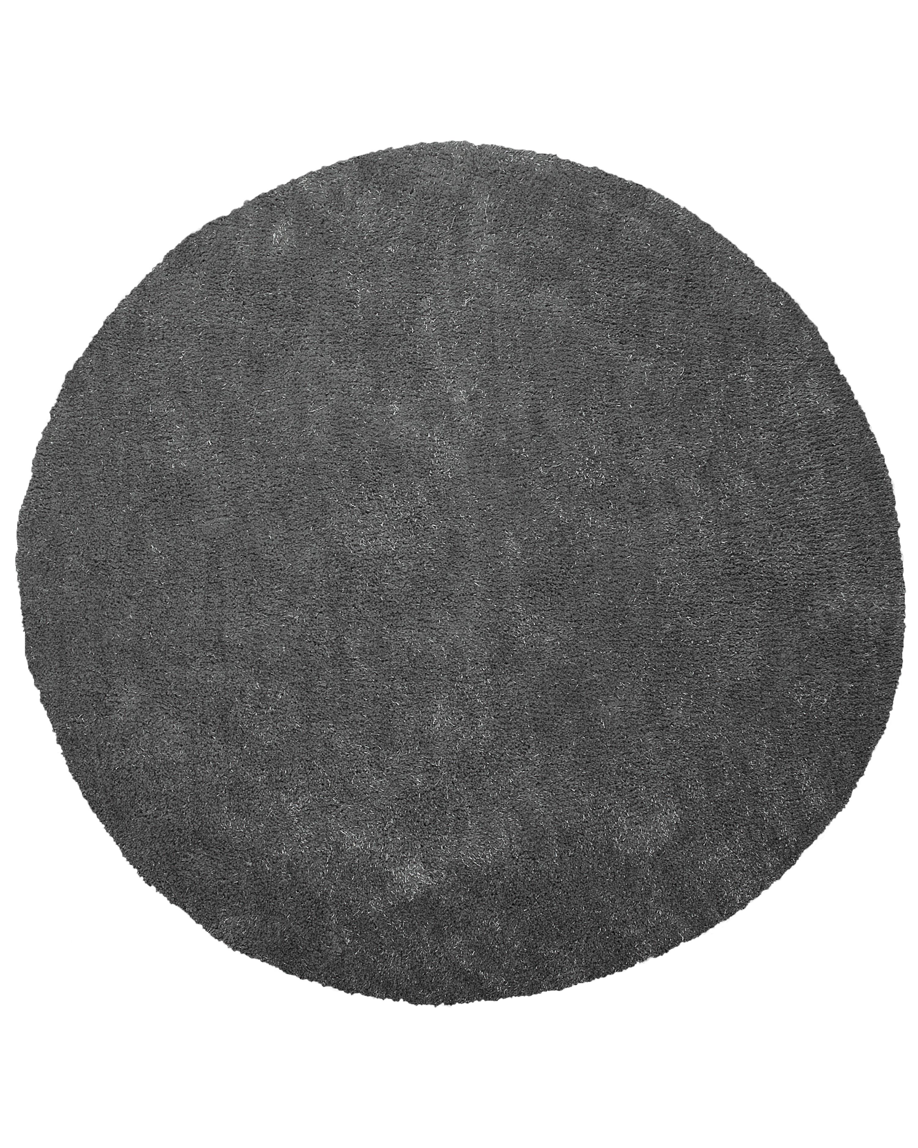 Shaggy Rug DEMRE Dark Grey ø 140 cm