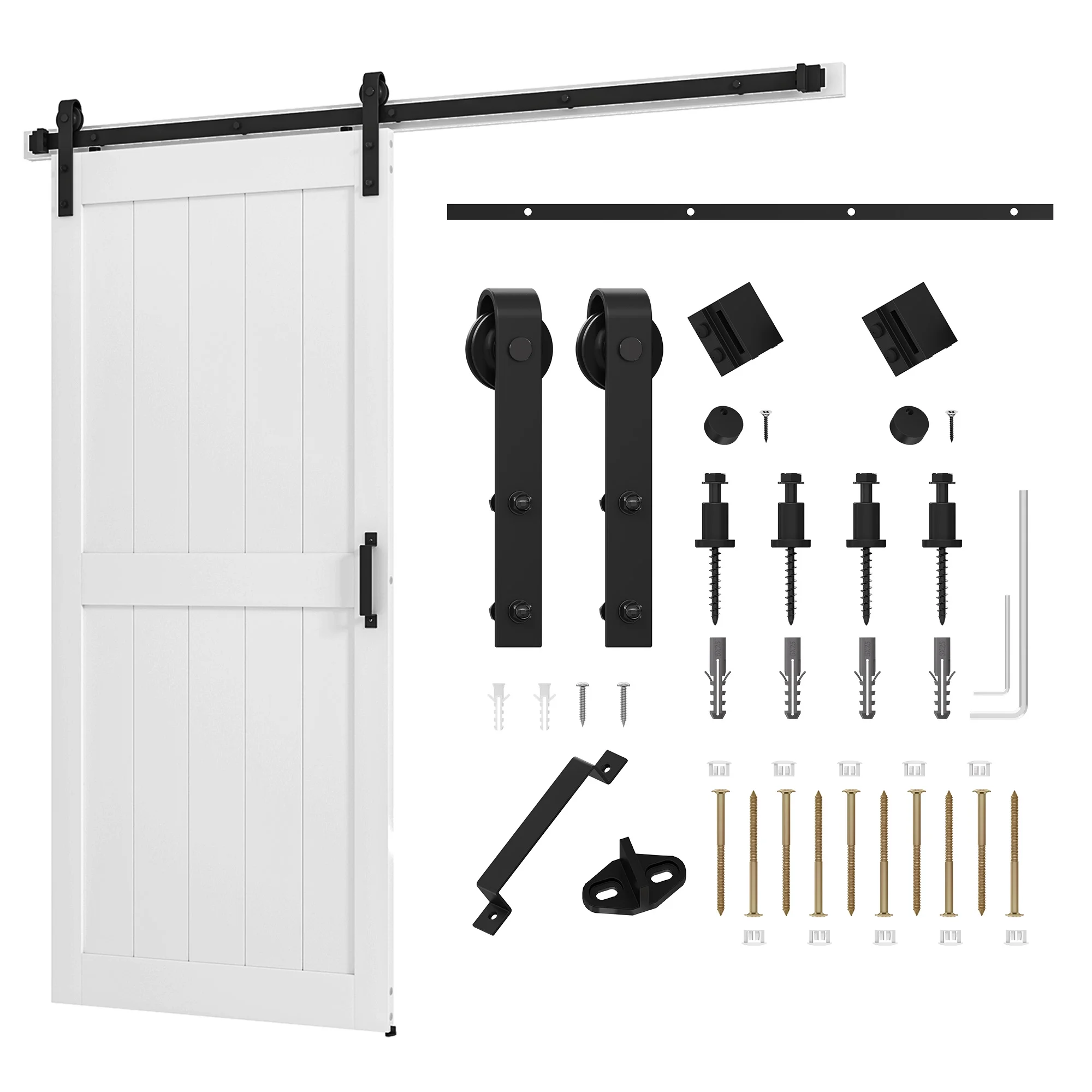 Uforic 48" x 84" Silding Barn Door,with Hardware Kit Rail,and Handle,Pulleys, Gray - Image 24