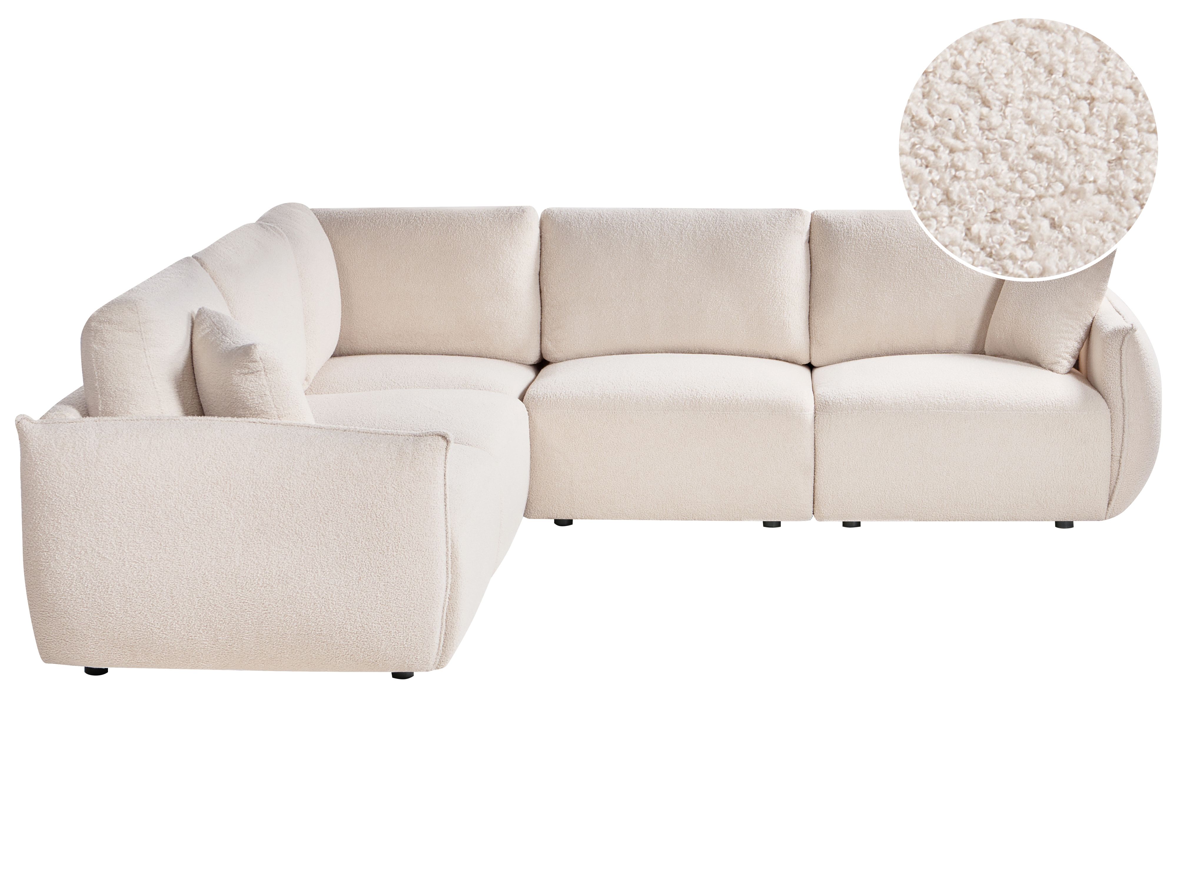 Modular Corner Sofa 5 Seater MESNALI Boucle Off-White Right Hand