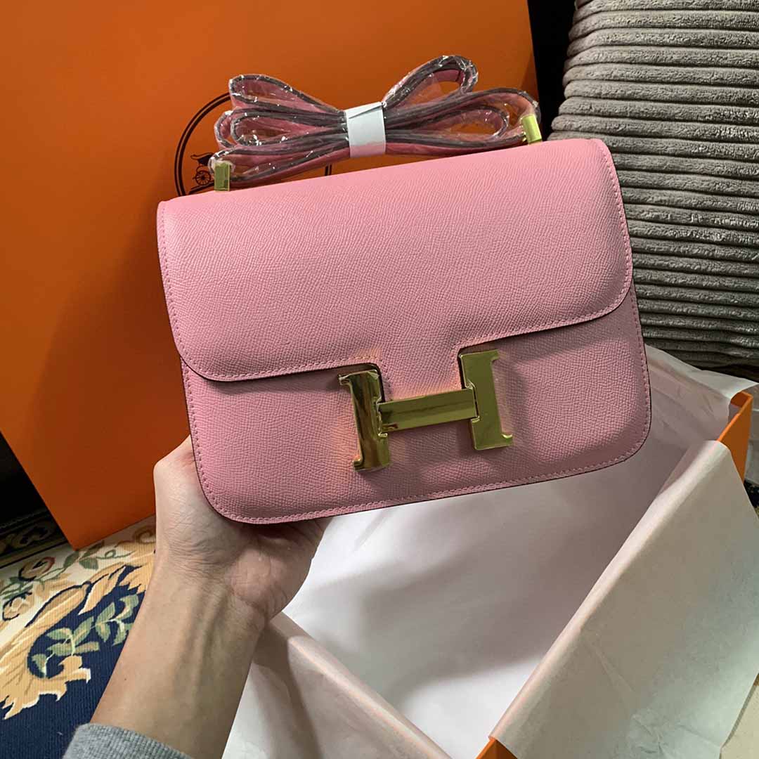 Replica Hermes Aaa-Constance Handbag 24Cm 19Cm Black/White/Pink1:1High-quality replica