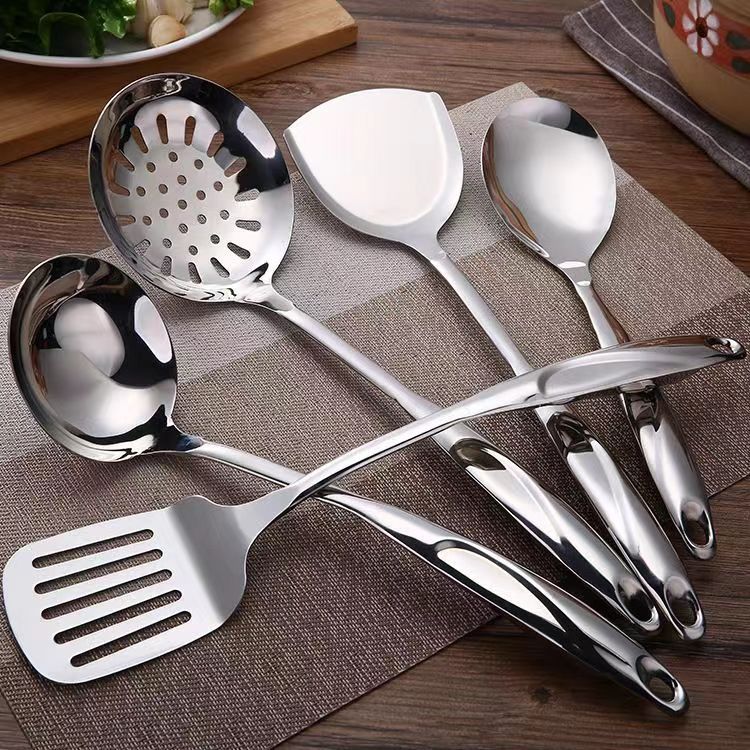 6-Piece Stainless Steel Cooking Utensil Set with Hanging Handles