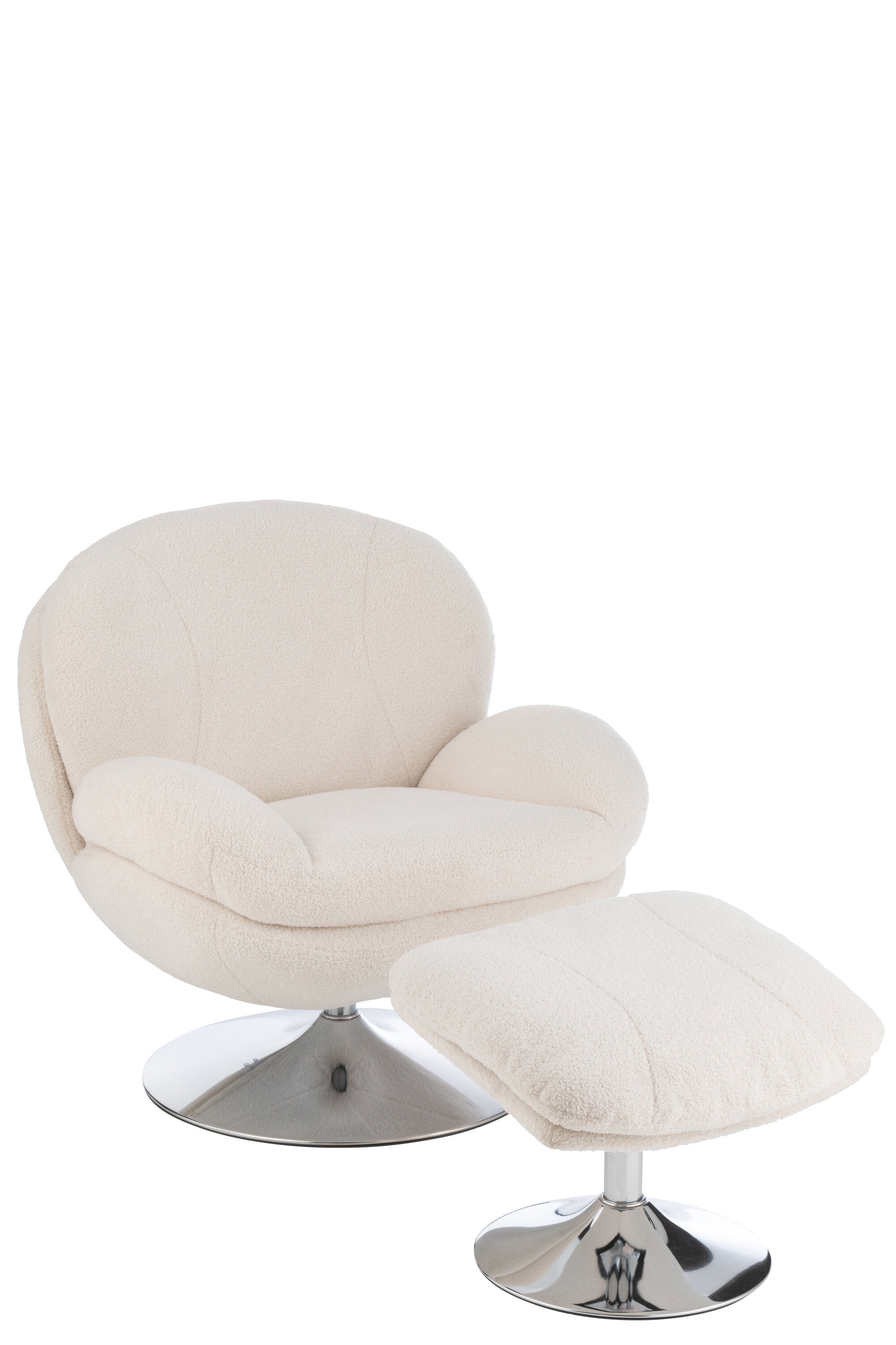 J-Line zetel Relax + Voetbank - metaal multiplex - creme z