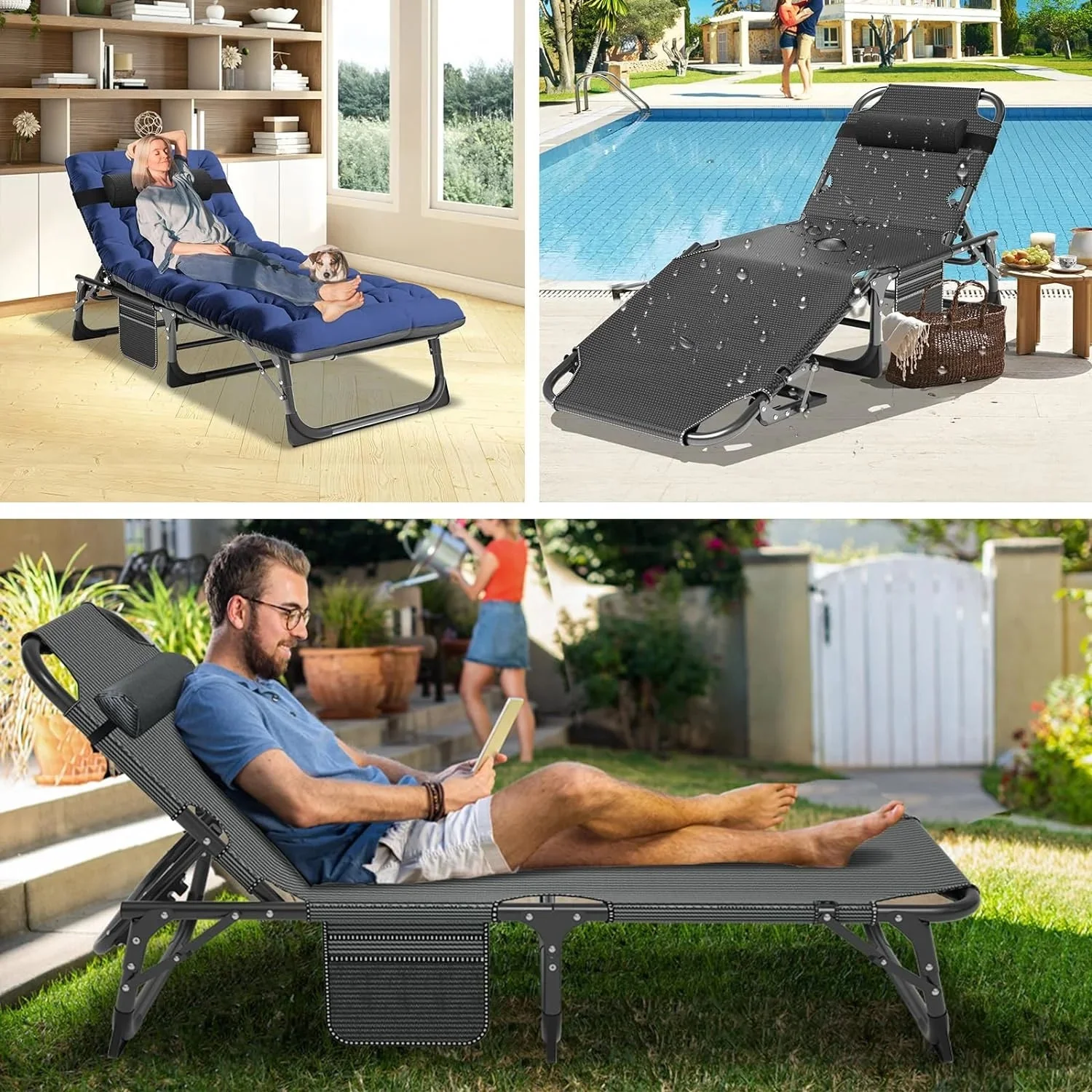 Slsy 5-Position Adjustable Folding Lounge Chair And Cot - 75.2" x 25.6" x 11.8" - Image 154 Slsy 5-Position Adjustable Folding Lounge Chair And Cot - 75.2" x 25.6" x 11.8" - Image 154