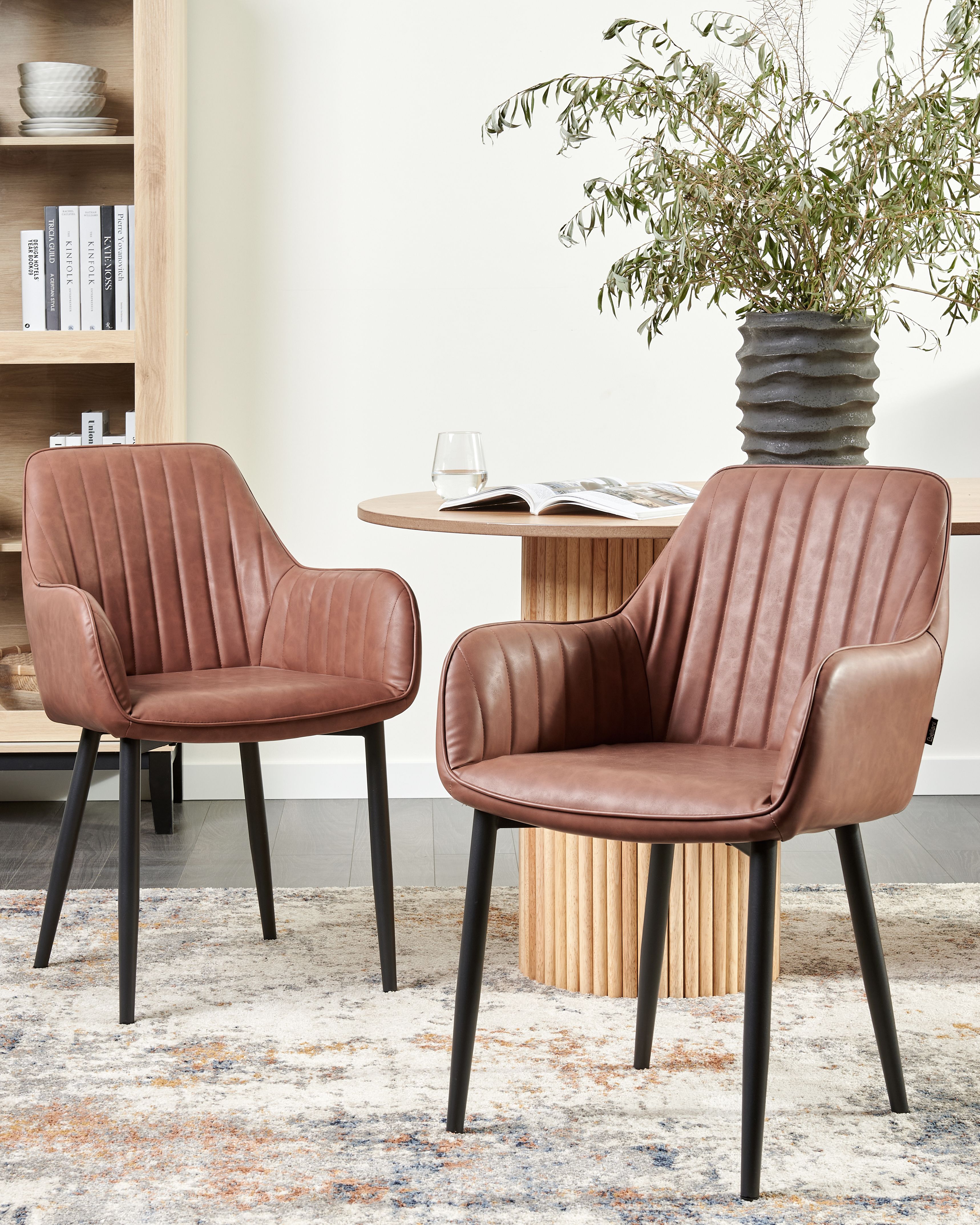 Set of 2 Dining Chairs WELLSTON Faux Leather Brown