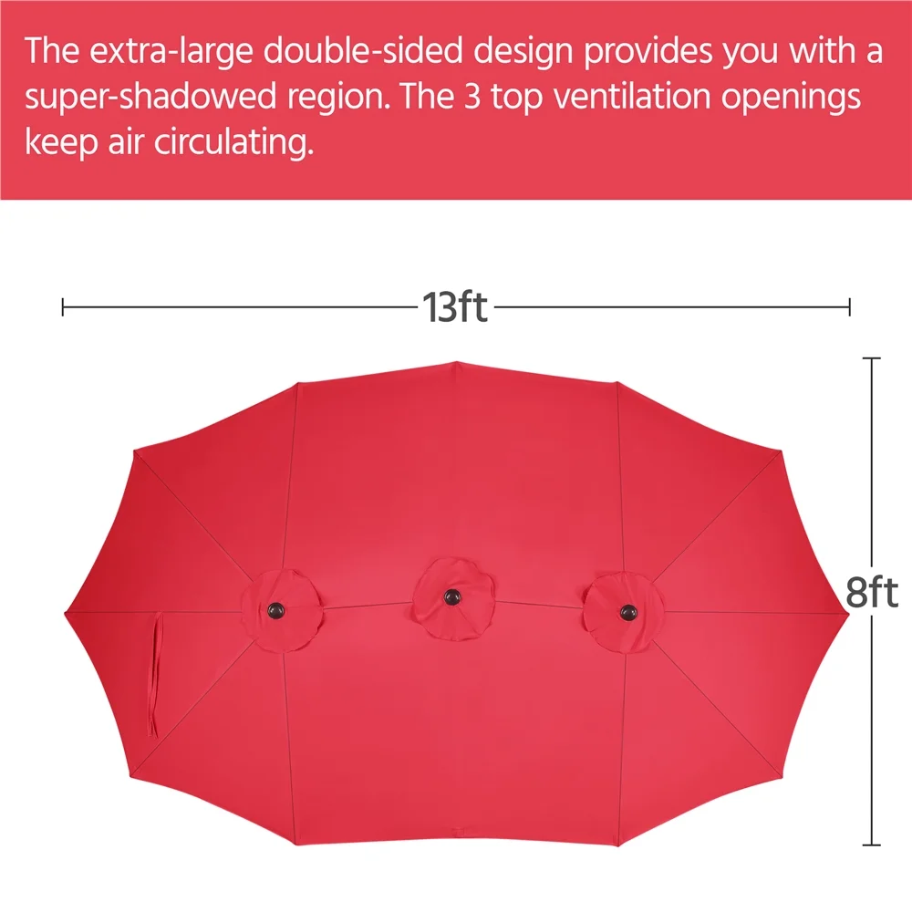 Topeakmart 13ft Patio Parasol Canopy with Crank, Tan - Image 22