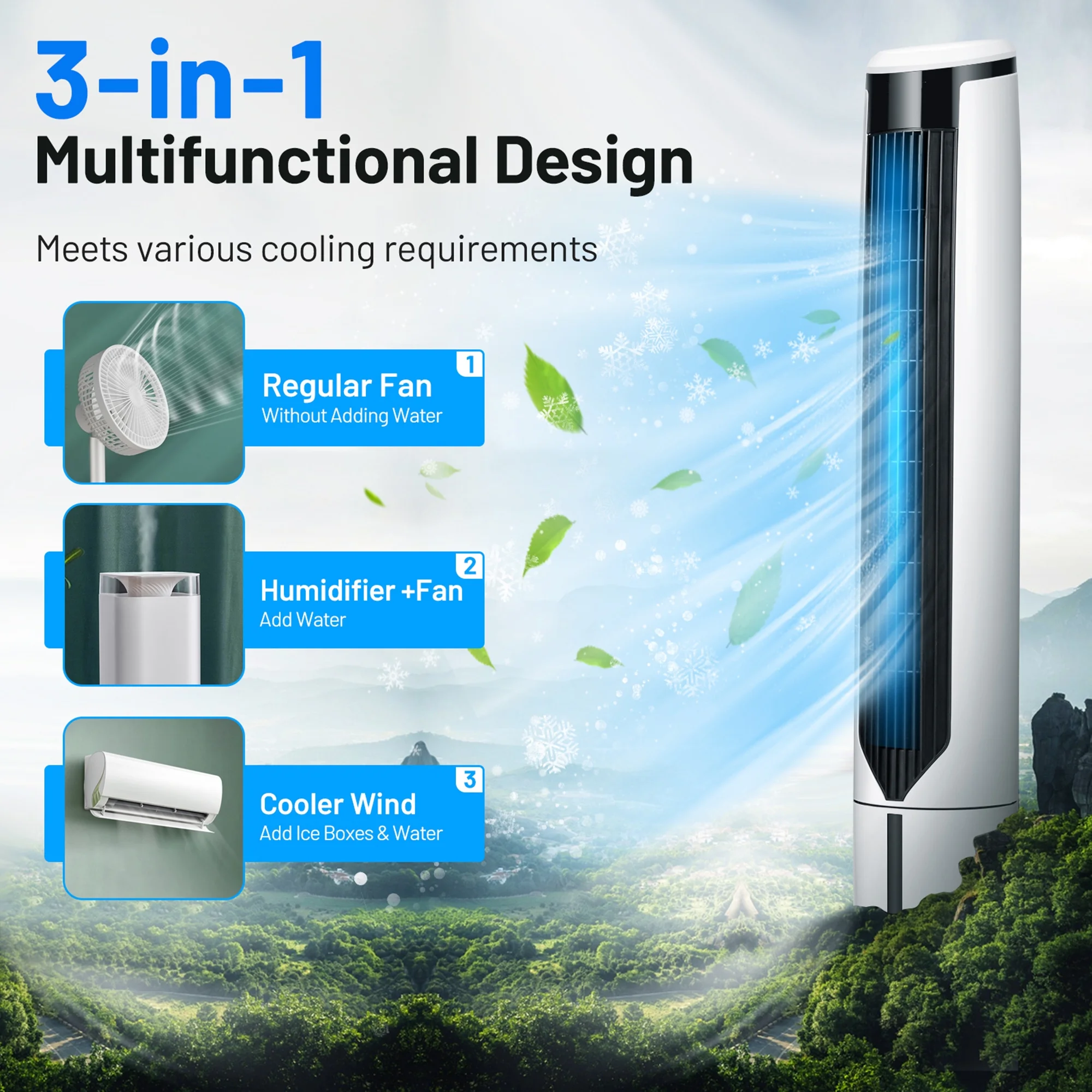 Gymax 41'' Tower Fan 3 in 1 Evaporative Air Cooler Humidifier w/ Remote Control - Image 7