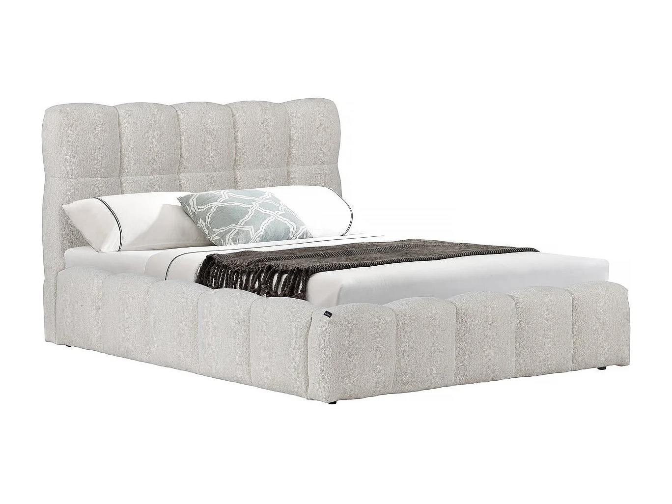 Lit double en tissu avec coffre 