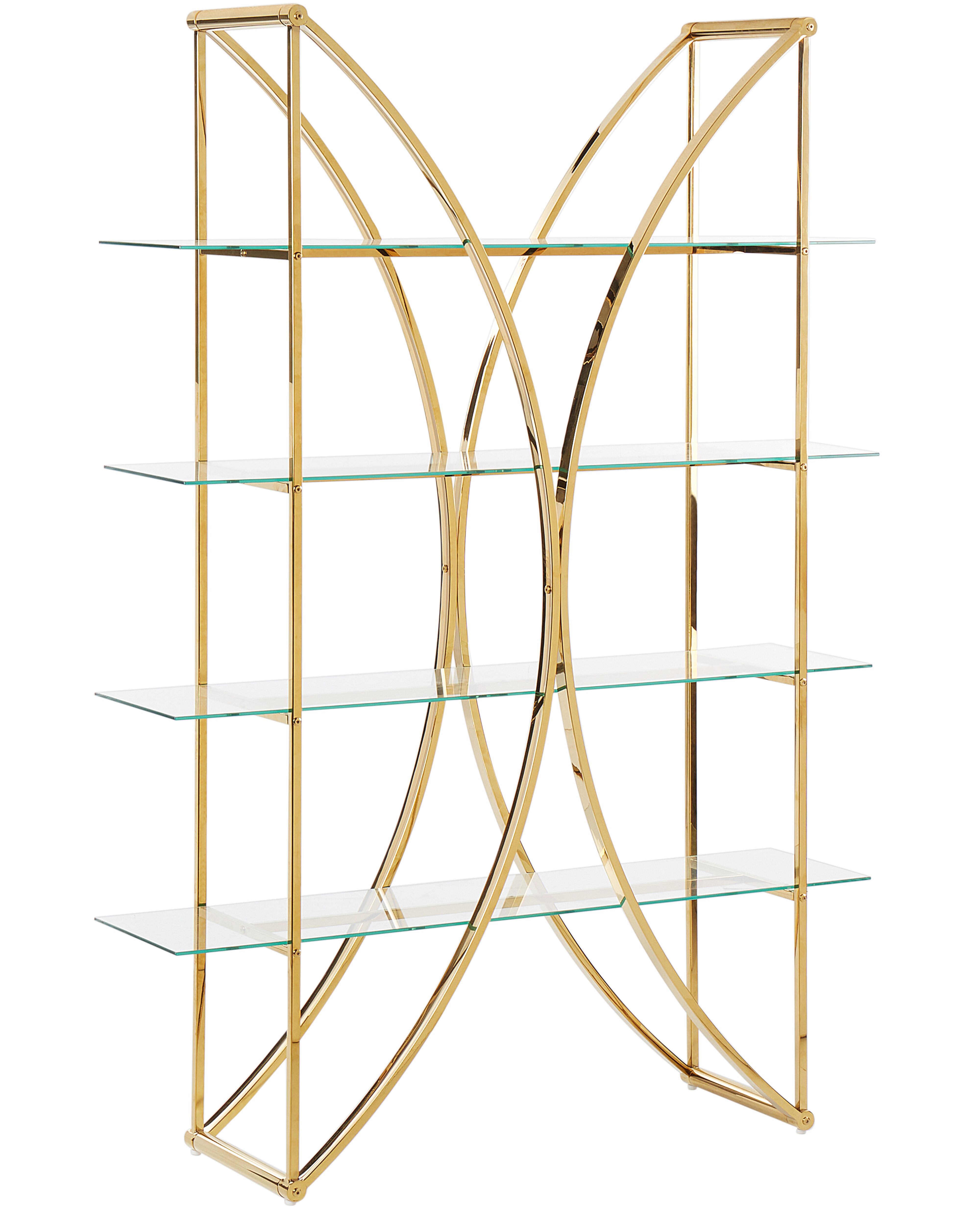 4 Tier Shelving Unit HOLLOW Metal 175 cm Gold