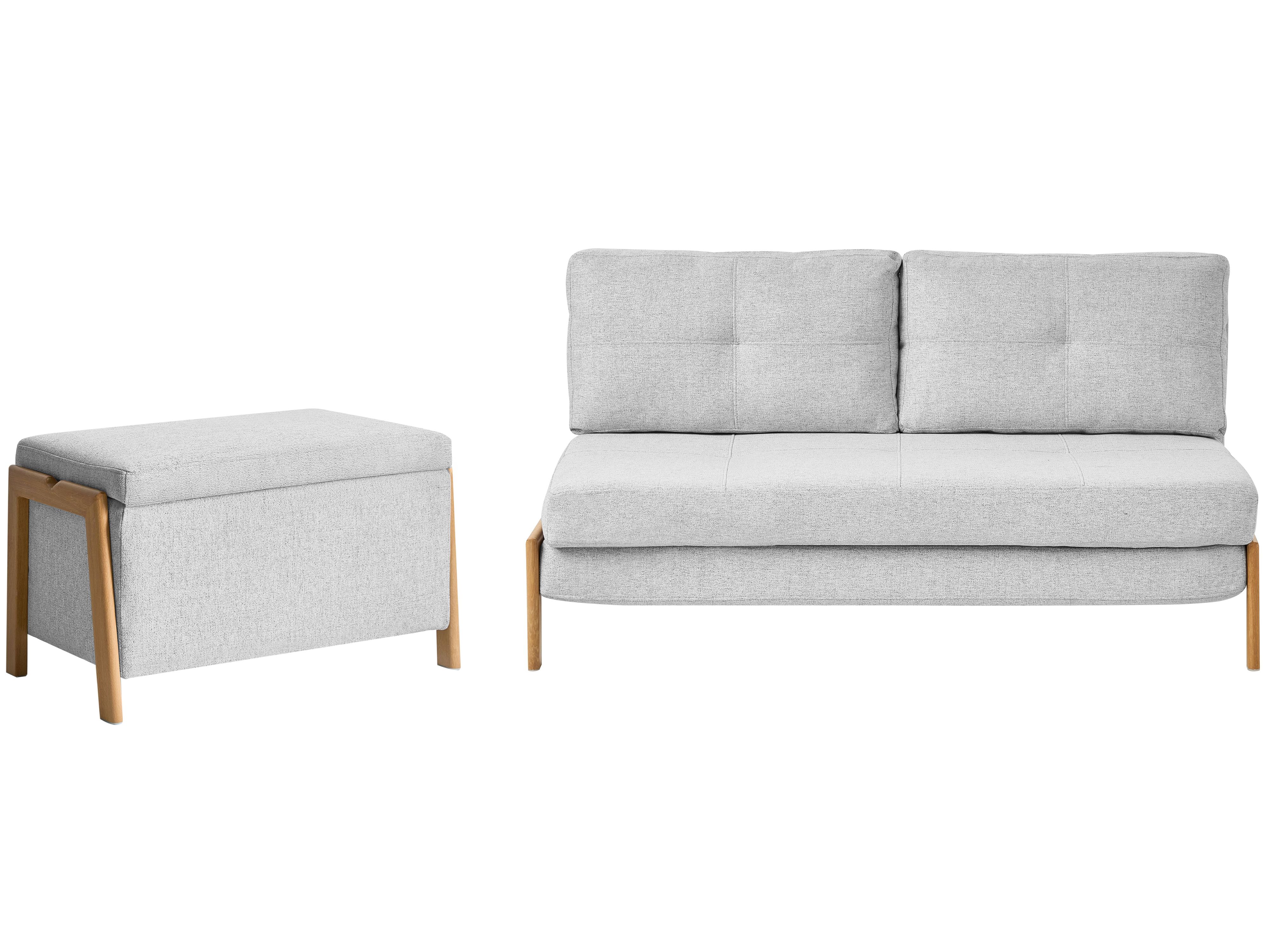 Living Room Set 3 Seater EDLAND Fabric Light Grey with Bench