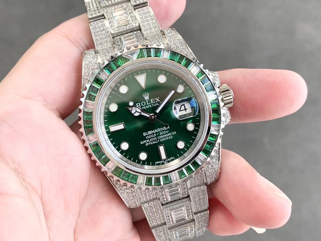 Rolex Submariner Special Diamonds - Green Diamonds - All Diamonds - 40mm(1:1 replica) - Top club
