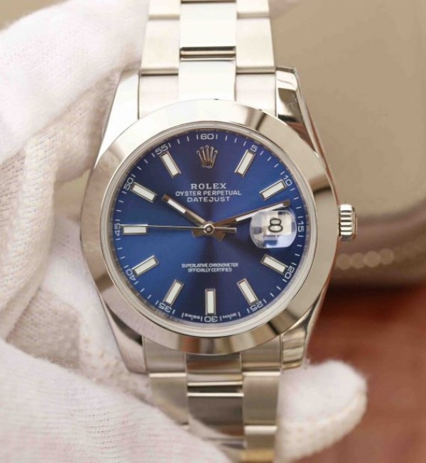 Replica Rolex DateJust 41mm SS 116200 Polished Bezel Blue Dial 904L SS Bracelet SA3235 - Elite Watch Atelier