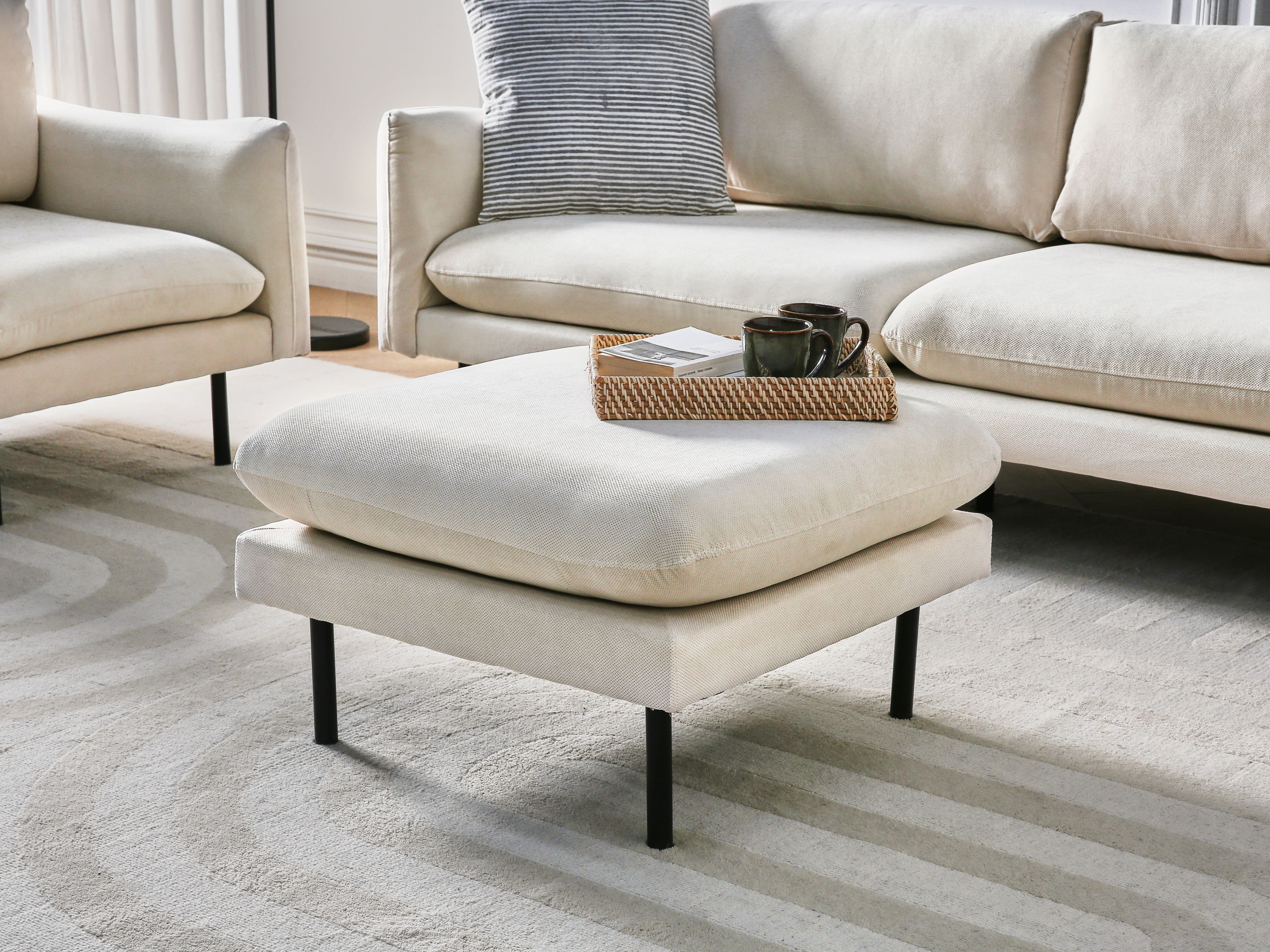 Ottoman VINTERBRO Fabric Light Beige